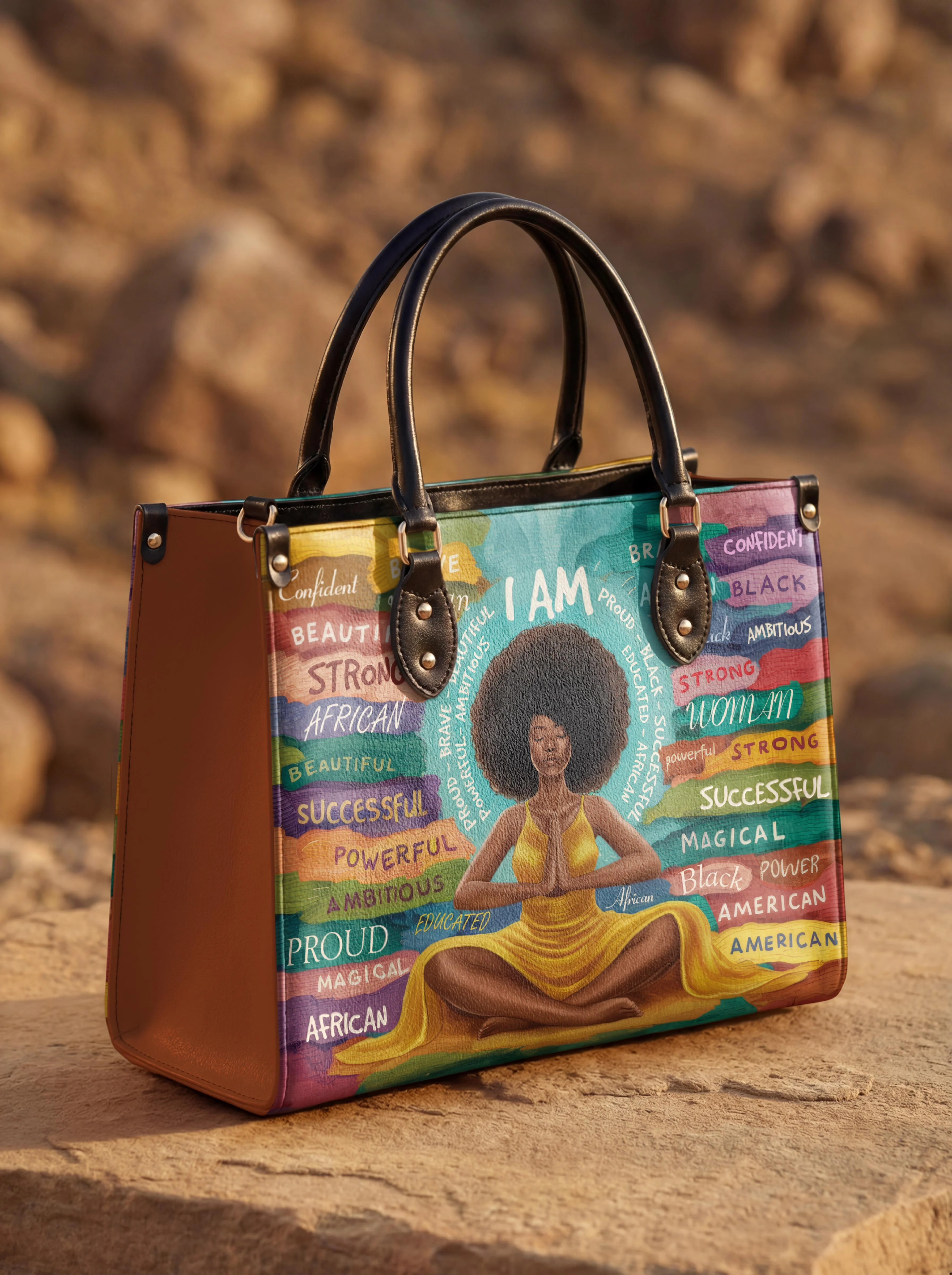 "AfroEssence" Leather Handbag - Image 4