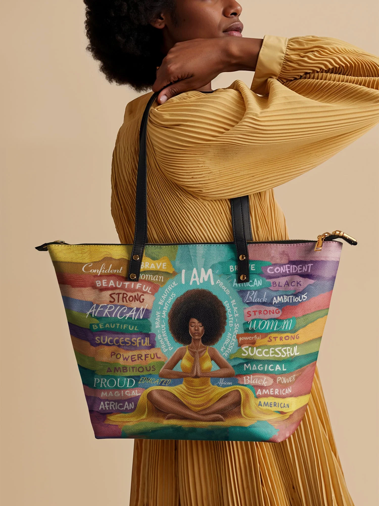 "AfroEssence" Leather Tote Bag - Image 3