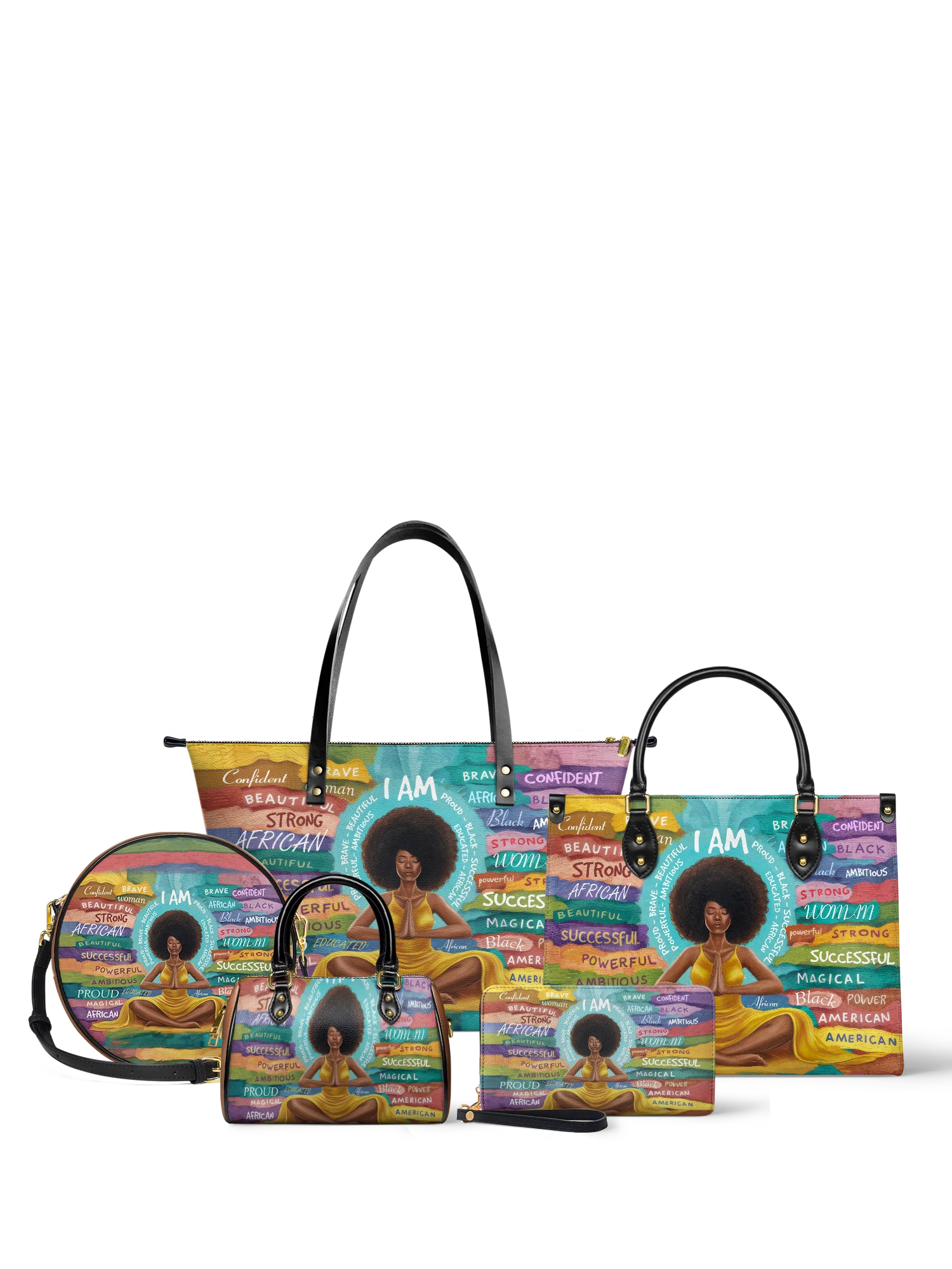 "AfroEssence" Leather Tote Bag Bundle