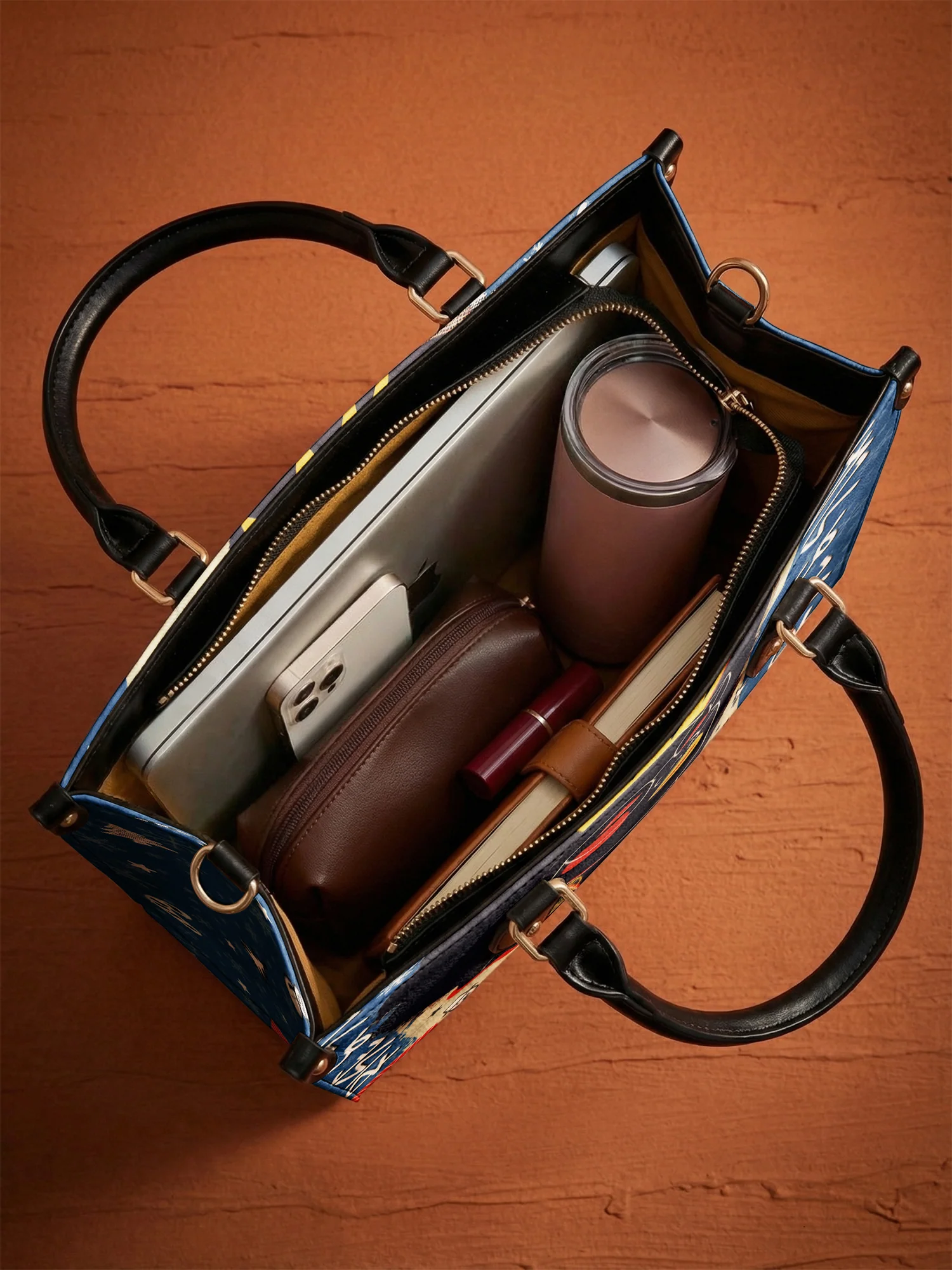"Aina" Blueberry Snow Leather Handbag - Image 9