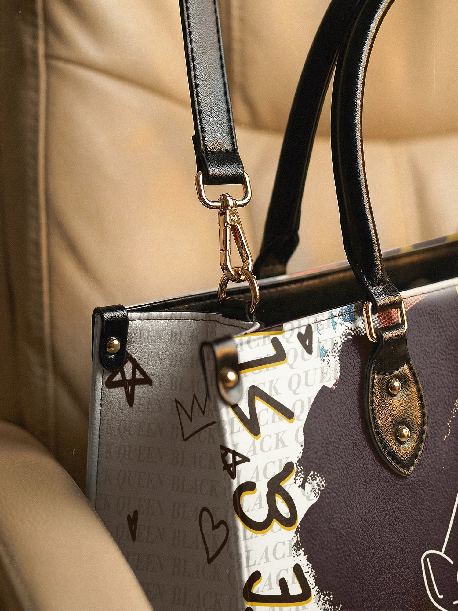 "Aina" Coconut White Leather Handbag - Image 7