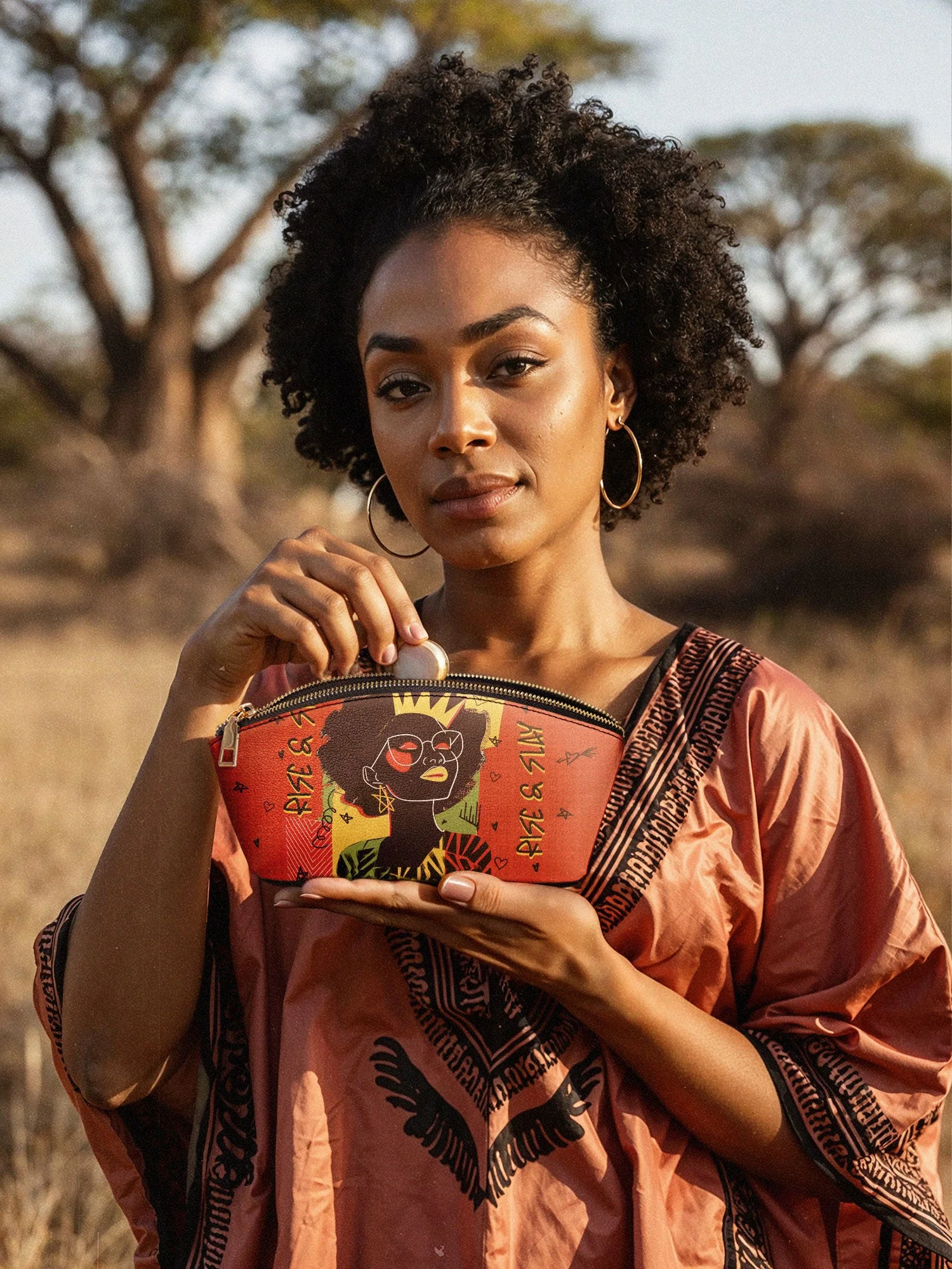 "Aina" Flame Red Eclipse Makeup Bag - Image 4