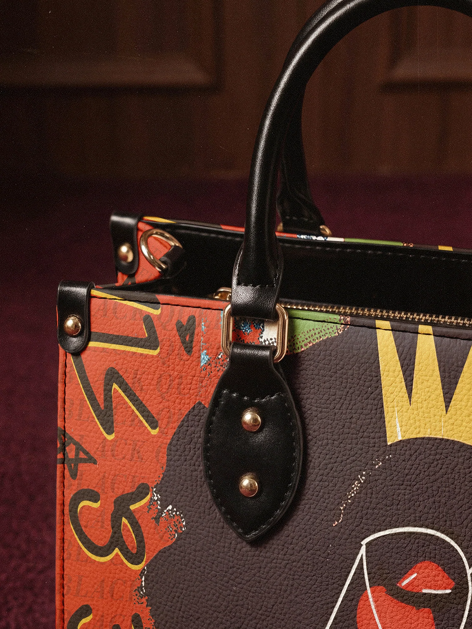 "Aina" Flame Red Leather Handbag - Image 5