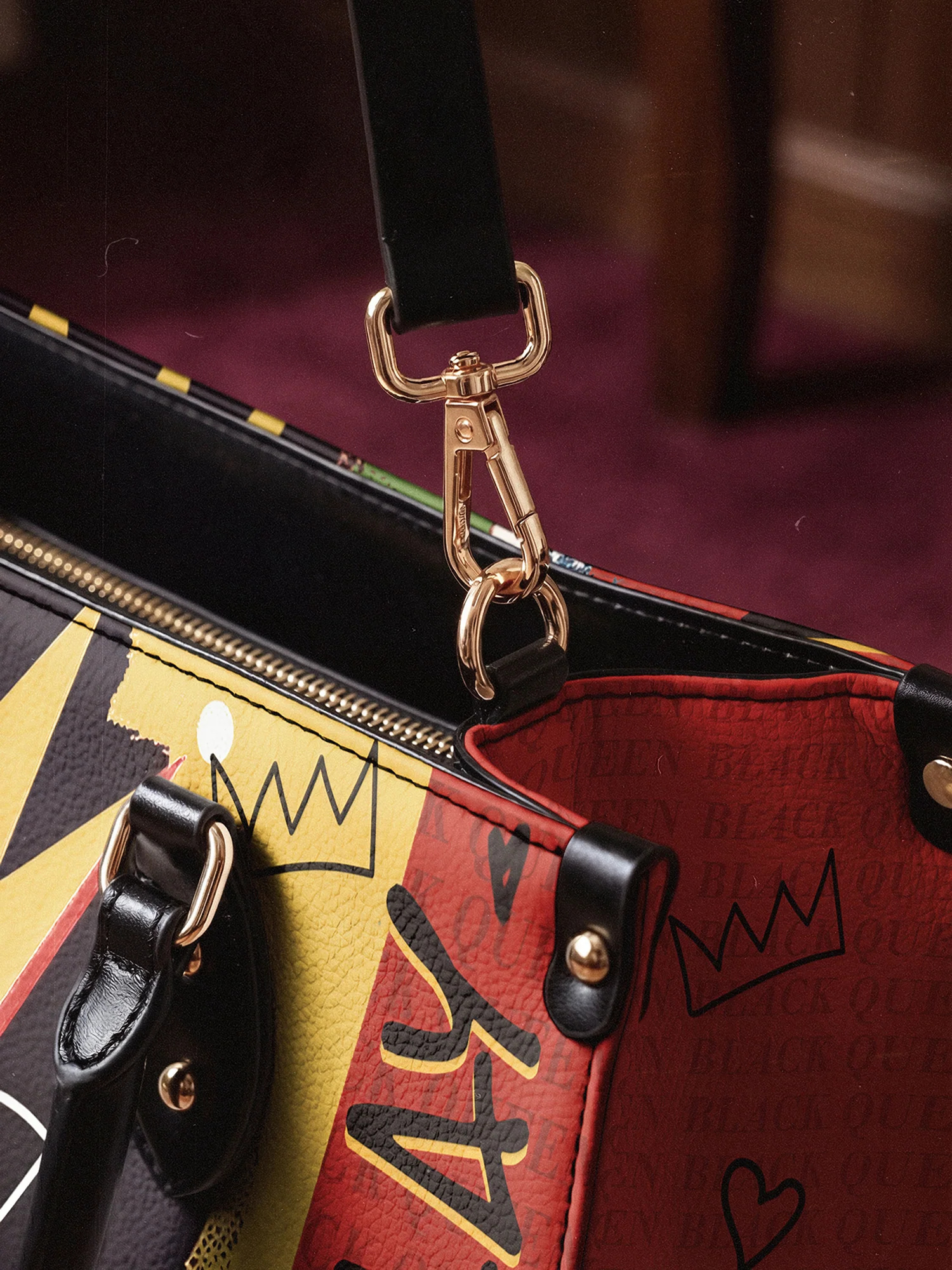 "Aina" Flame Red Leather Handbag - Image 6