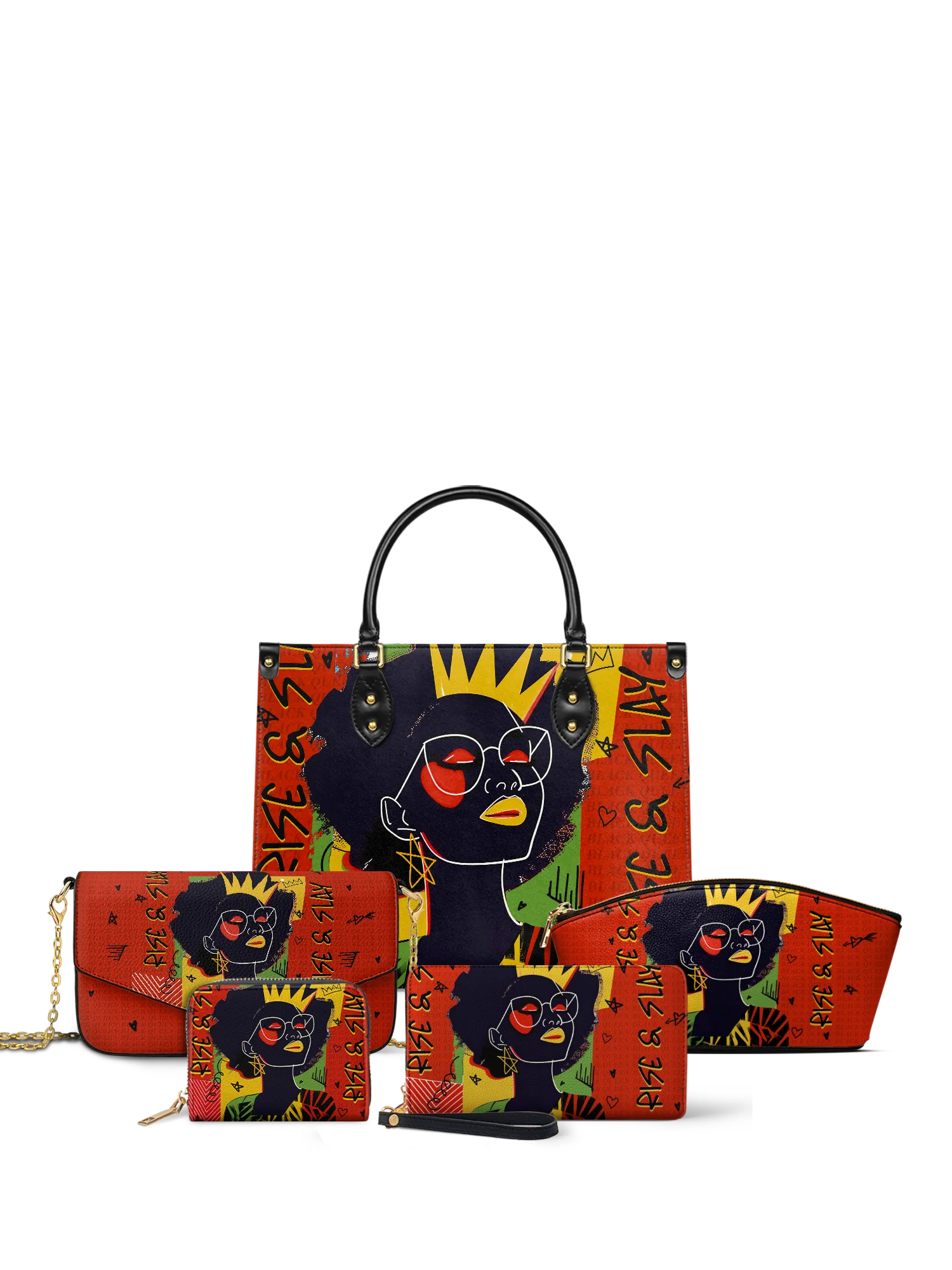 "Aina" Flame Red Envelope Chain Crossbody Bag Bundle
