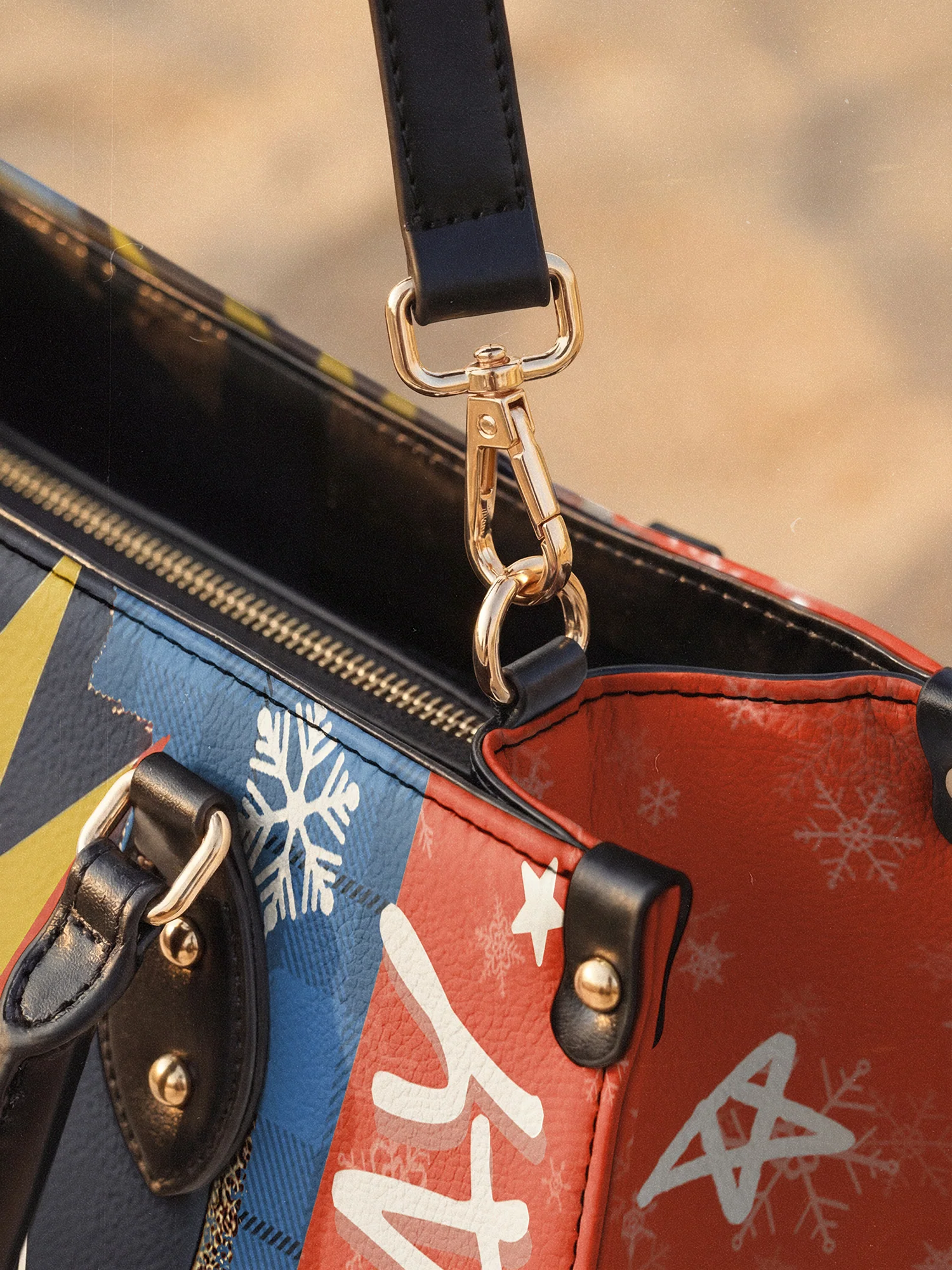 "Aina" Frosted Cherry Leather Handbag - Image 5