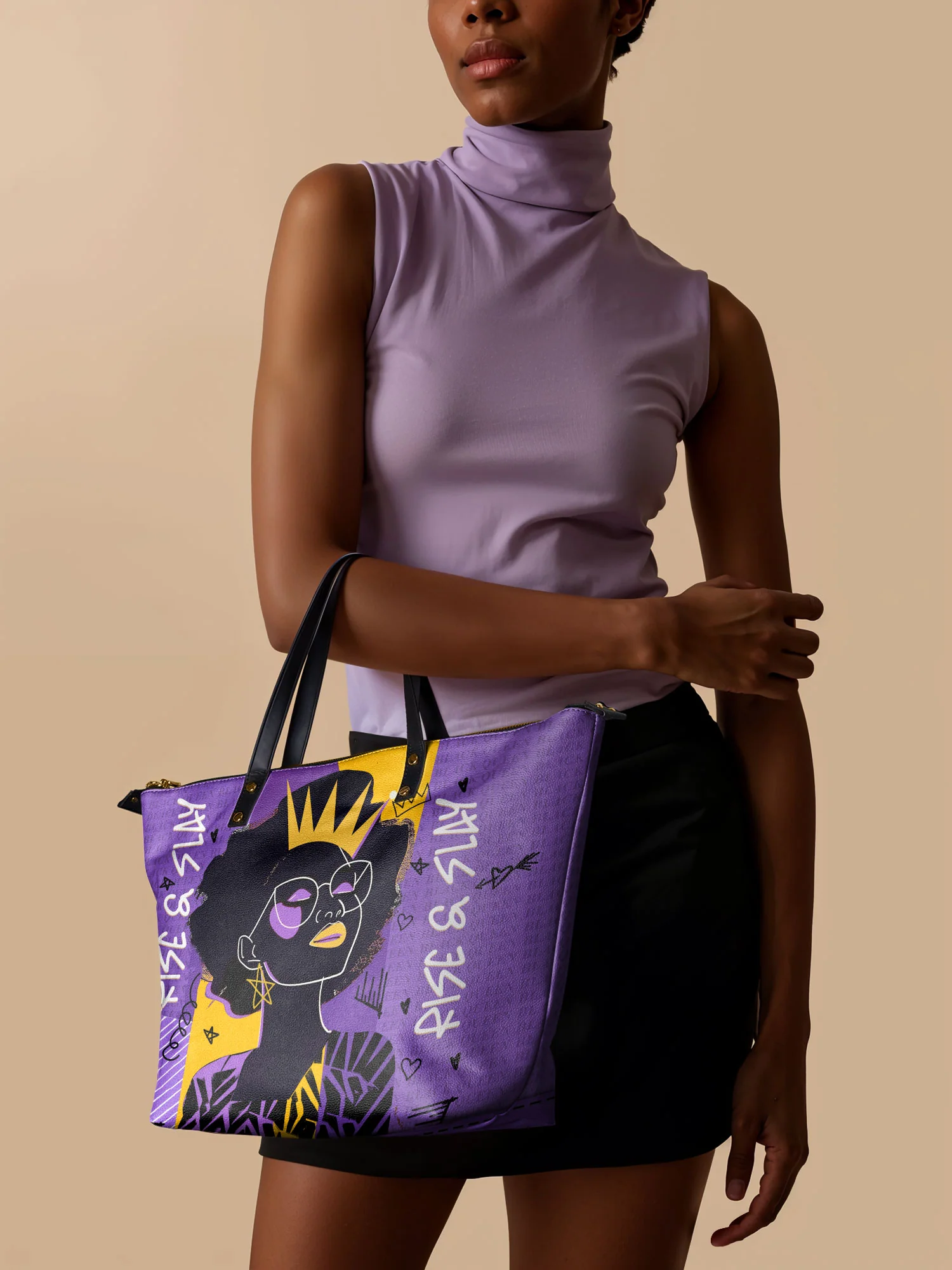 "Aina" Grape Soda Leather Tote Bag - Image 3