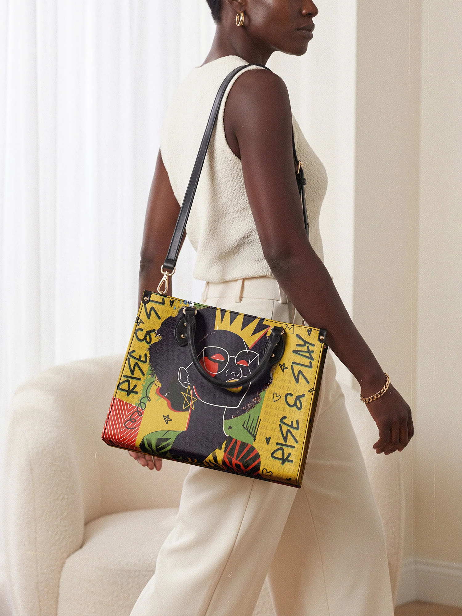 "Aina" Lemon Zest Leather Handbag - Image 3