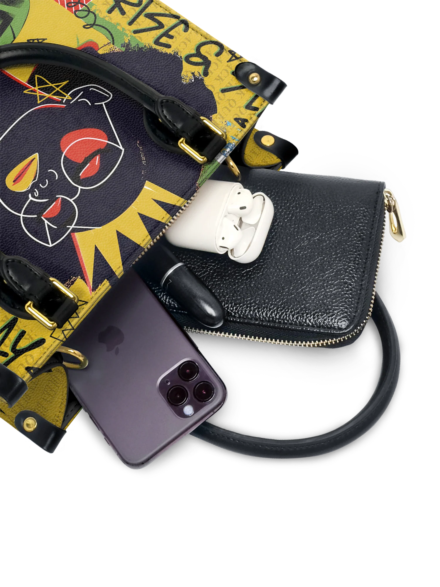 "Aina" Lemon Zest Small Leather Handbag - Image 5