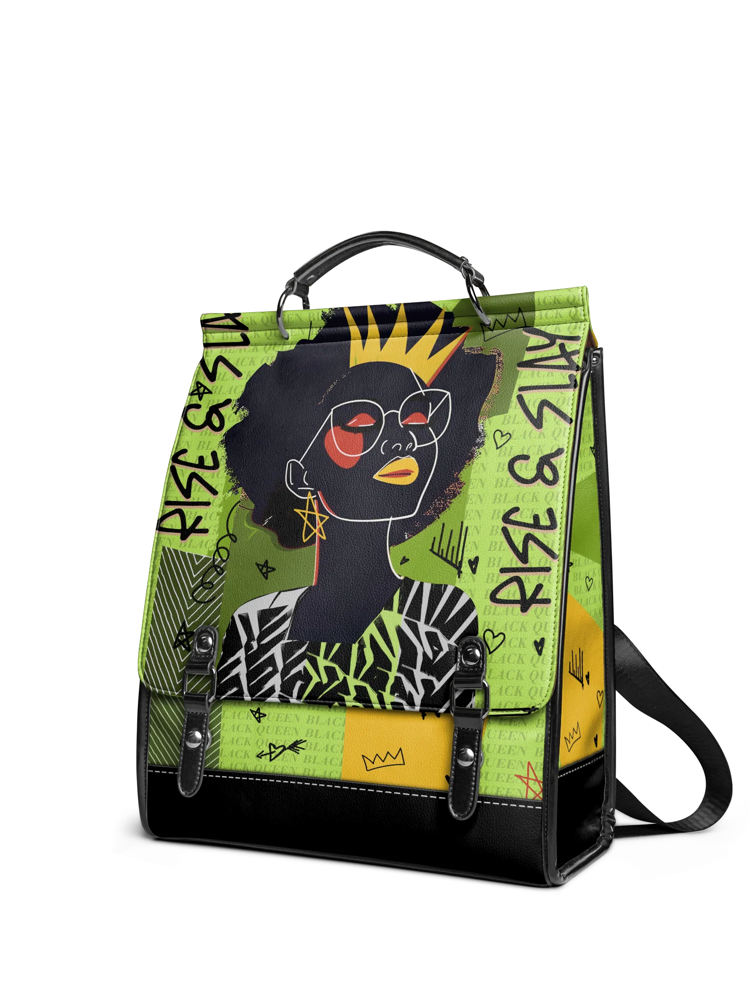 "Aina" Lime Pop Leather Backpack - Image 5
