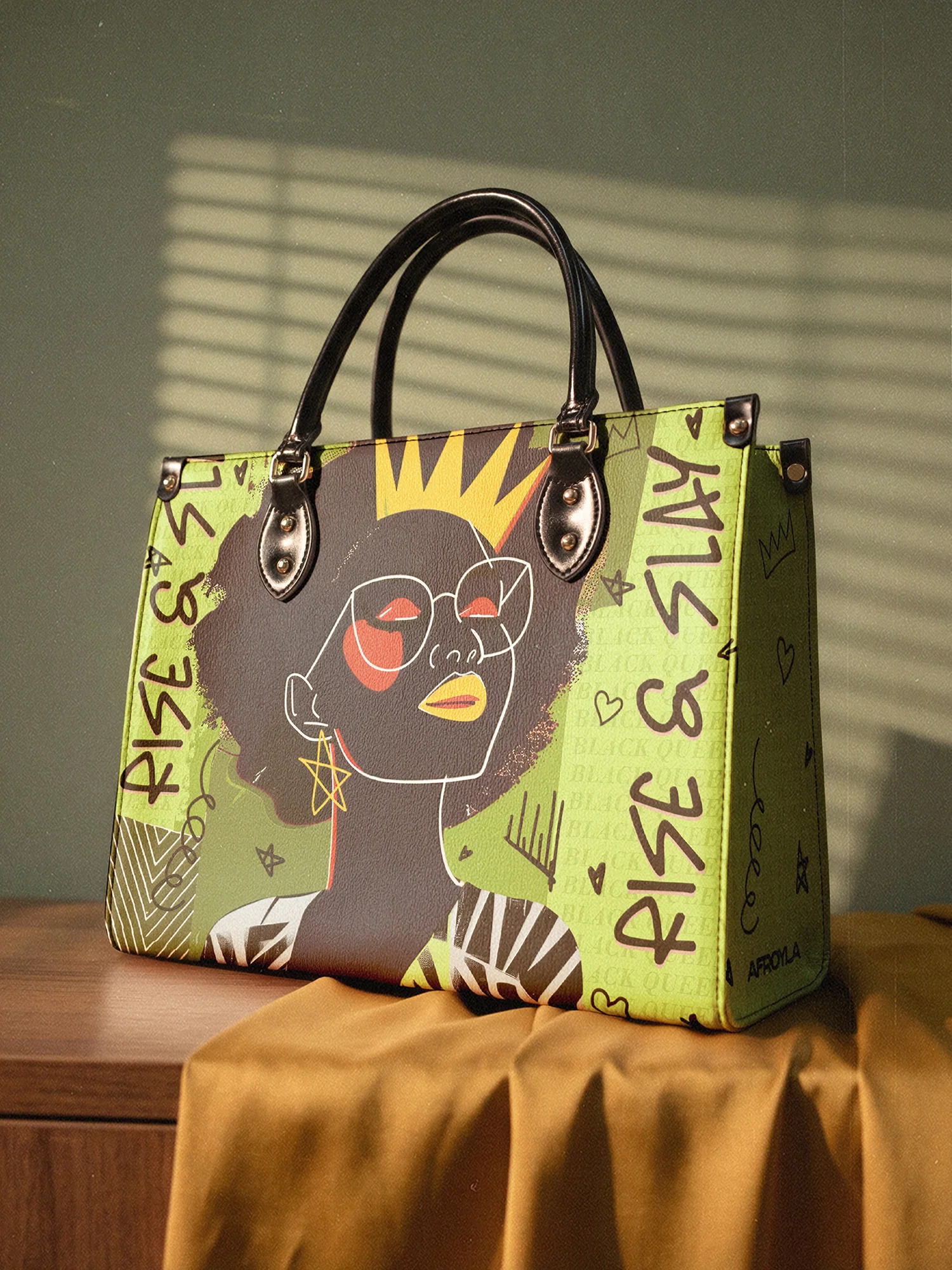 "Aina" Lime Pop Leather Handbag - Image 4