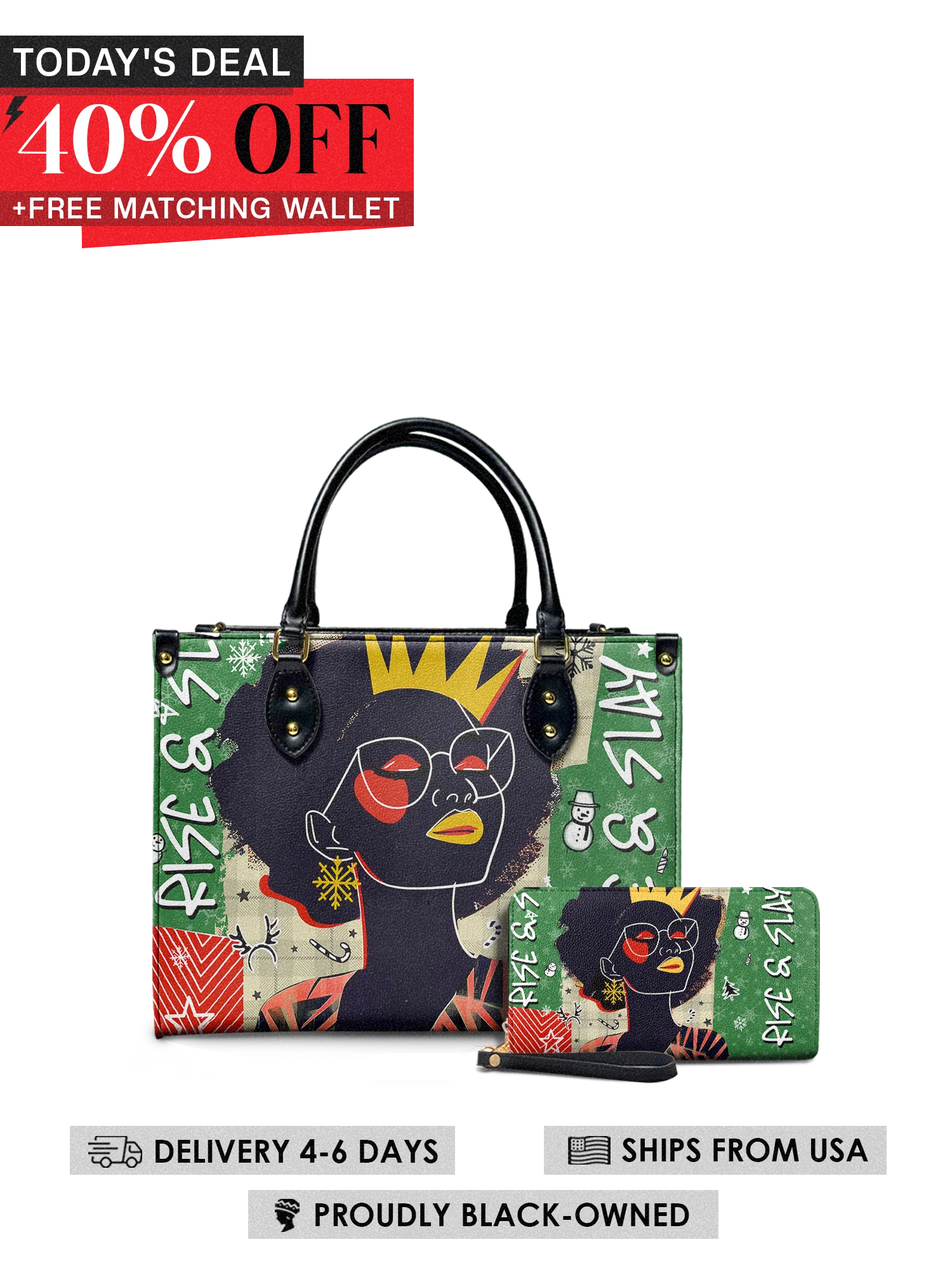 "Aina" Lime Pop Xmas Leather Handbag Today's Deal