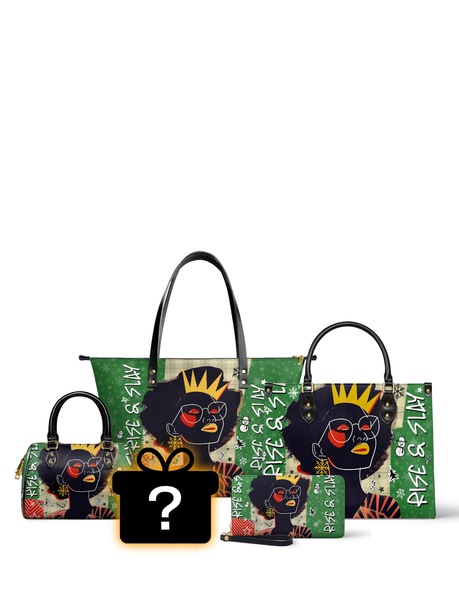 "Aina" Lime Pop Xmas Leather Tote Bag Bundle