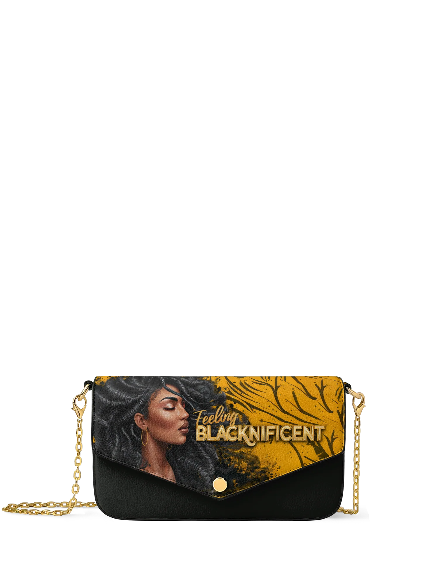 "Blacknificent" Envelope Chain Crossbody Bag