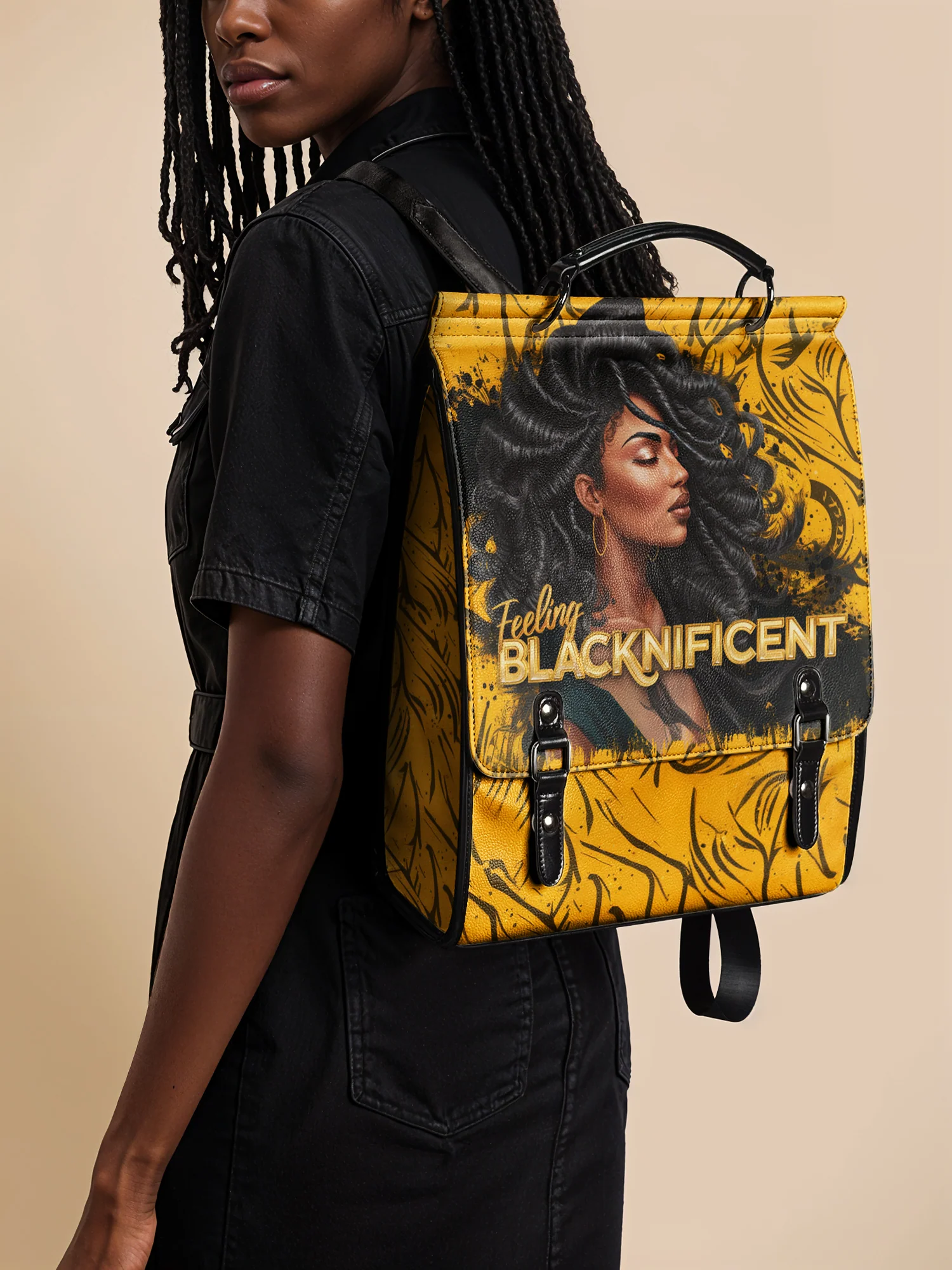 "Blacknificent" Leather Backpack - Image 3