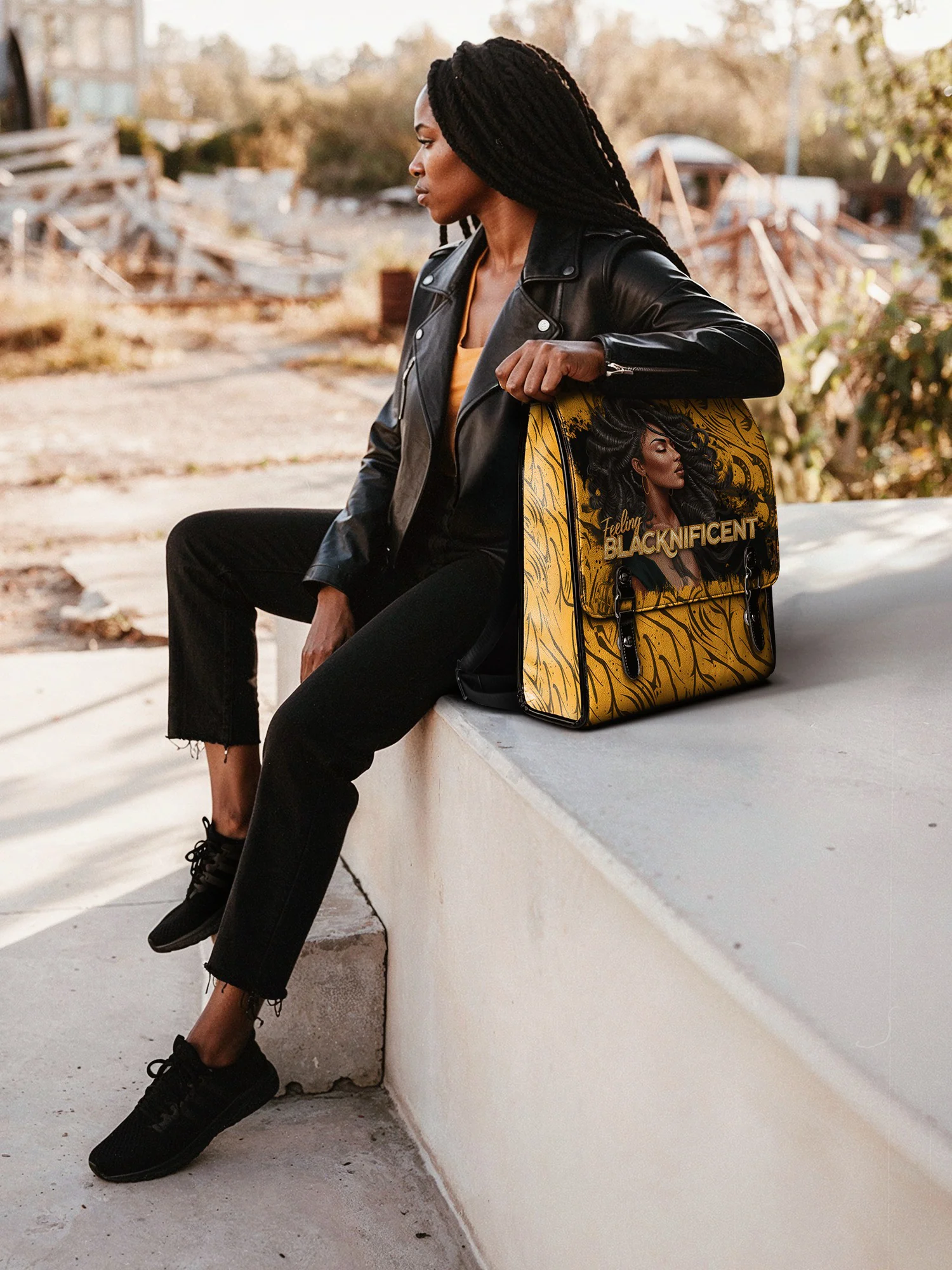 "Blacknificent" Leather Backpack - Image 4
