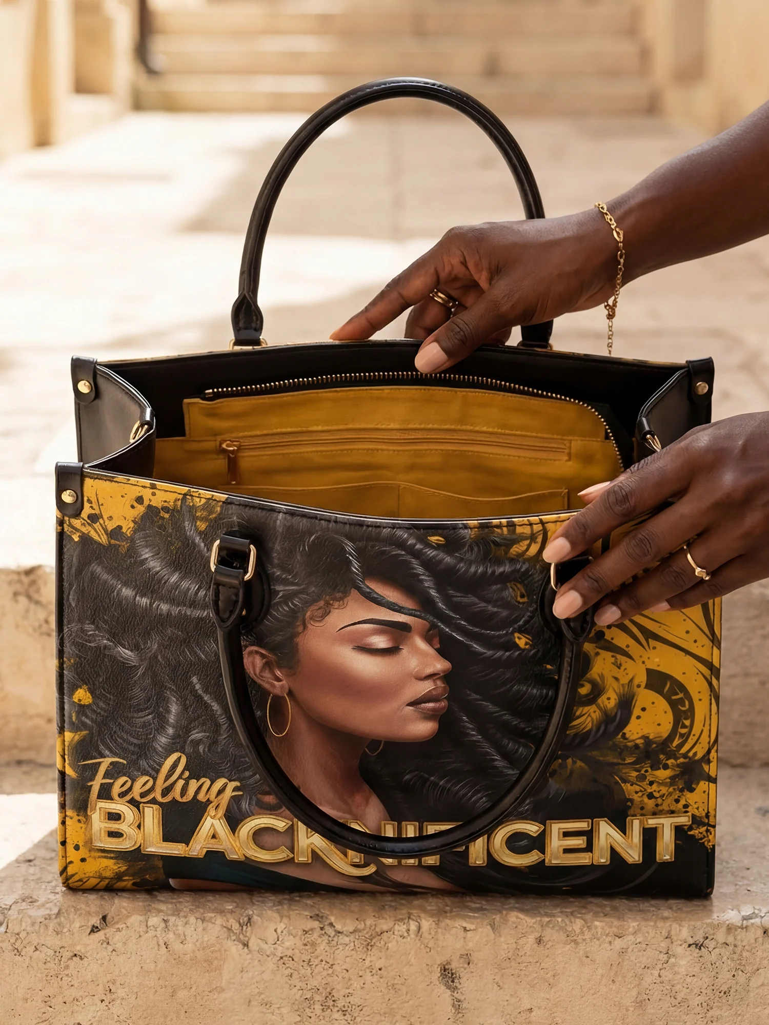 "Blacknificent" Leather Handbag - Image 7