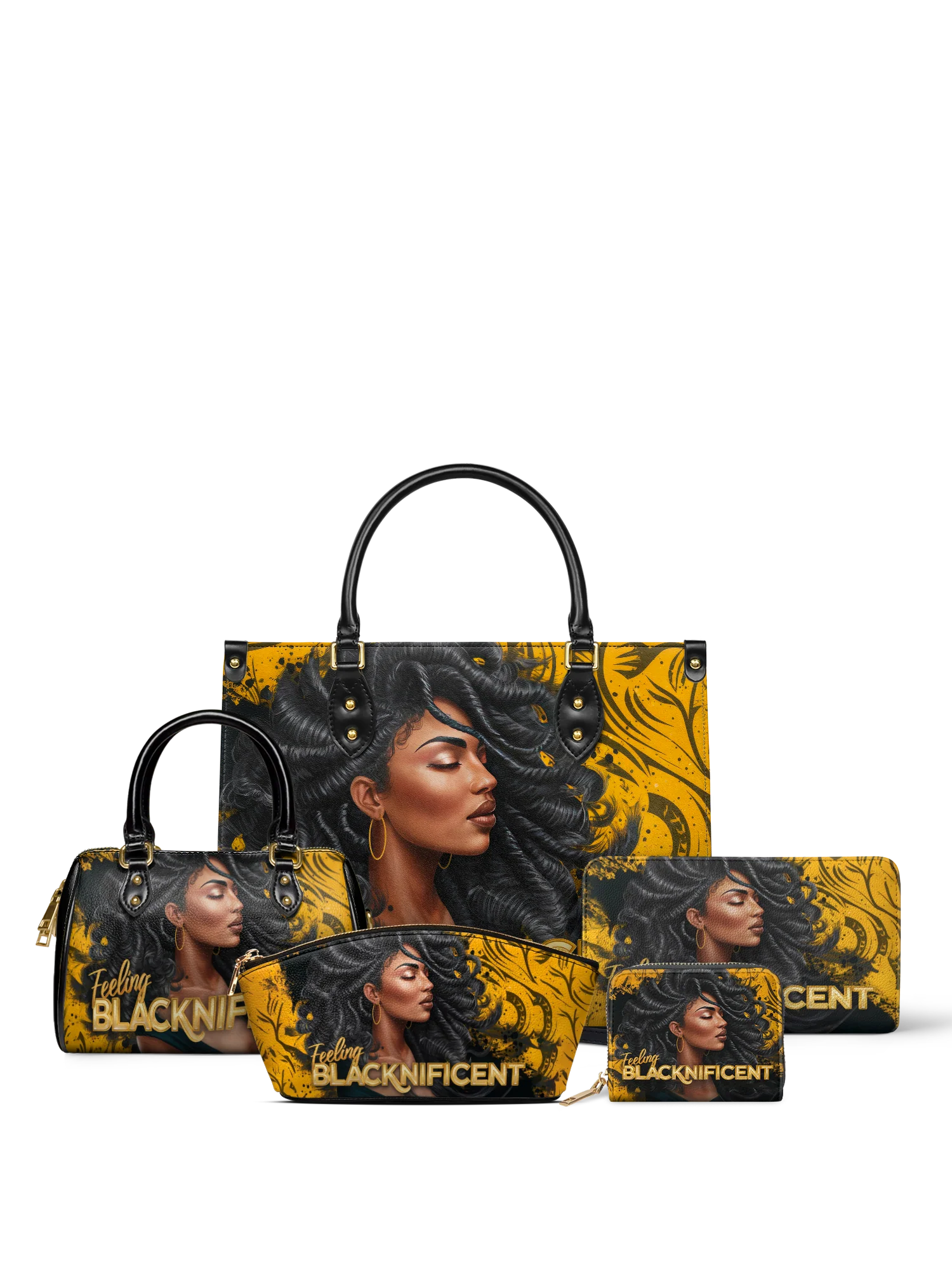 "Blacknificent" Leather Handbag Bundle