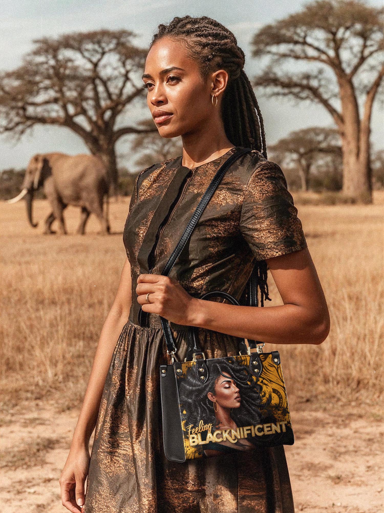 "Blacknificent" Small Leather Handbag - Image 3