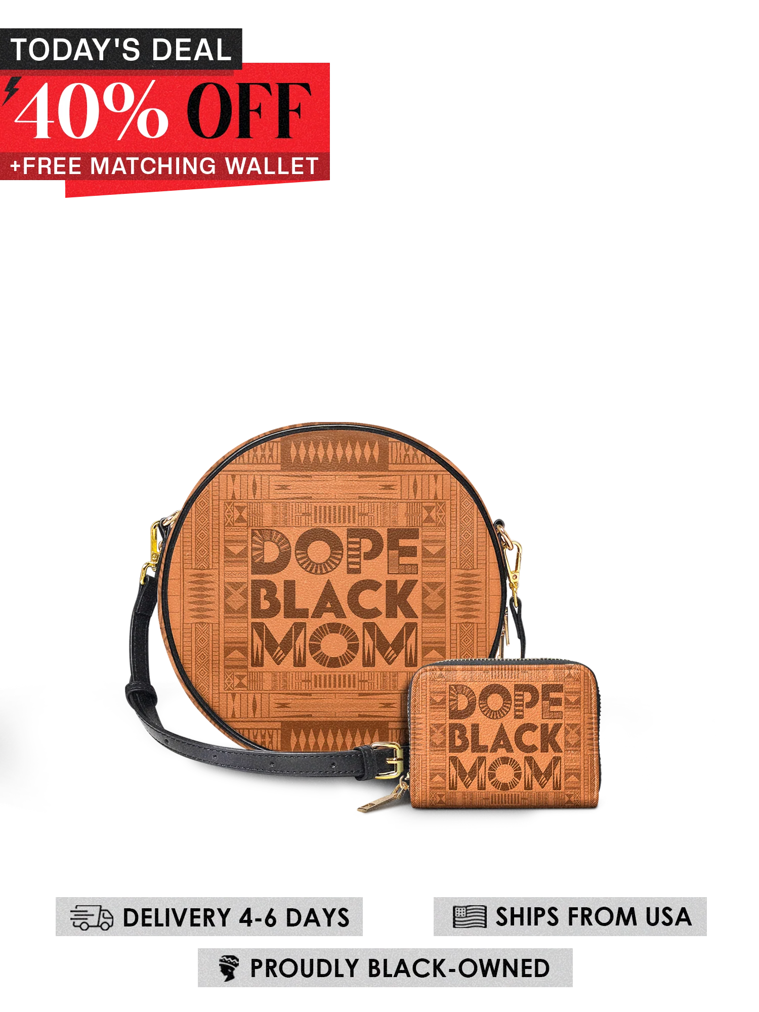 "Dope Black Mom" Circle Crossbody Bag Today's Deal