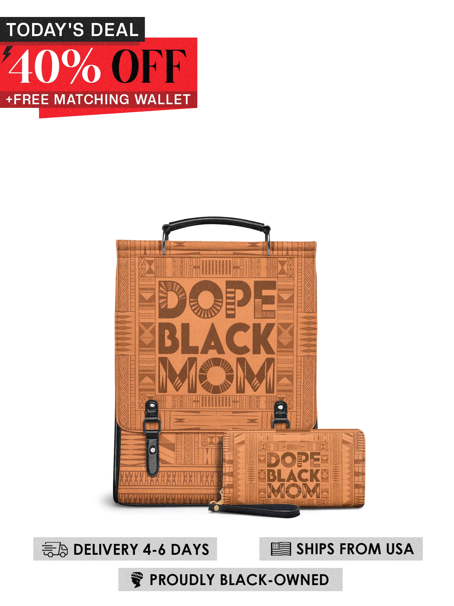 "Dope Black Mom" Leather Backpack Today's Deal