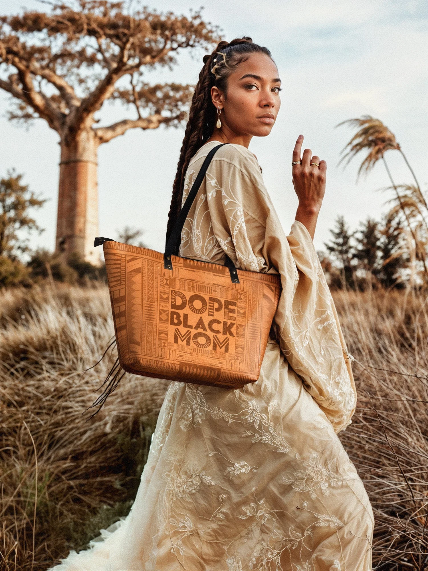 "Dope Black Mom" Leather Tote Bag - Image 4