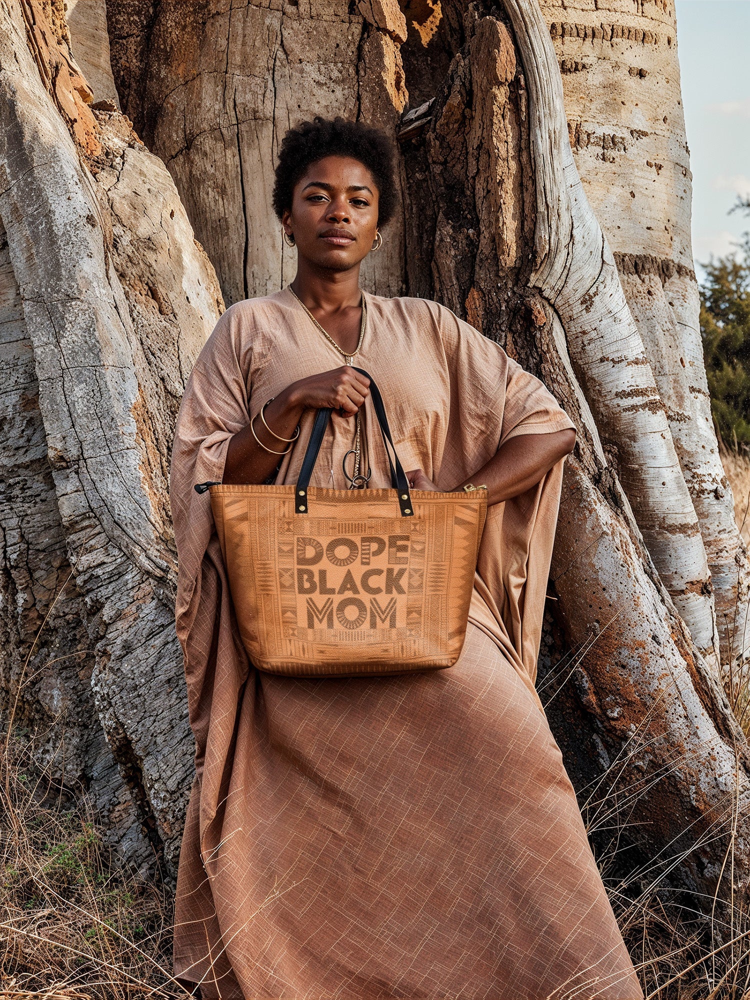 "Dope Black Mom" Leather Tote Bag - Image 5