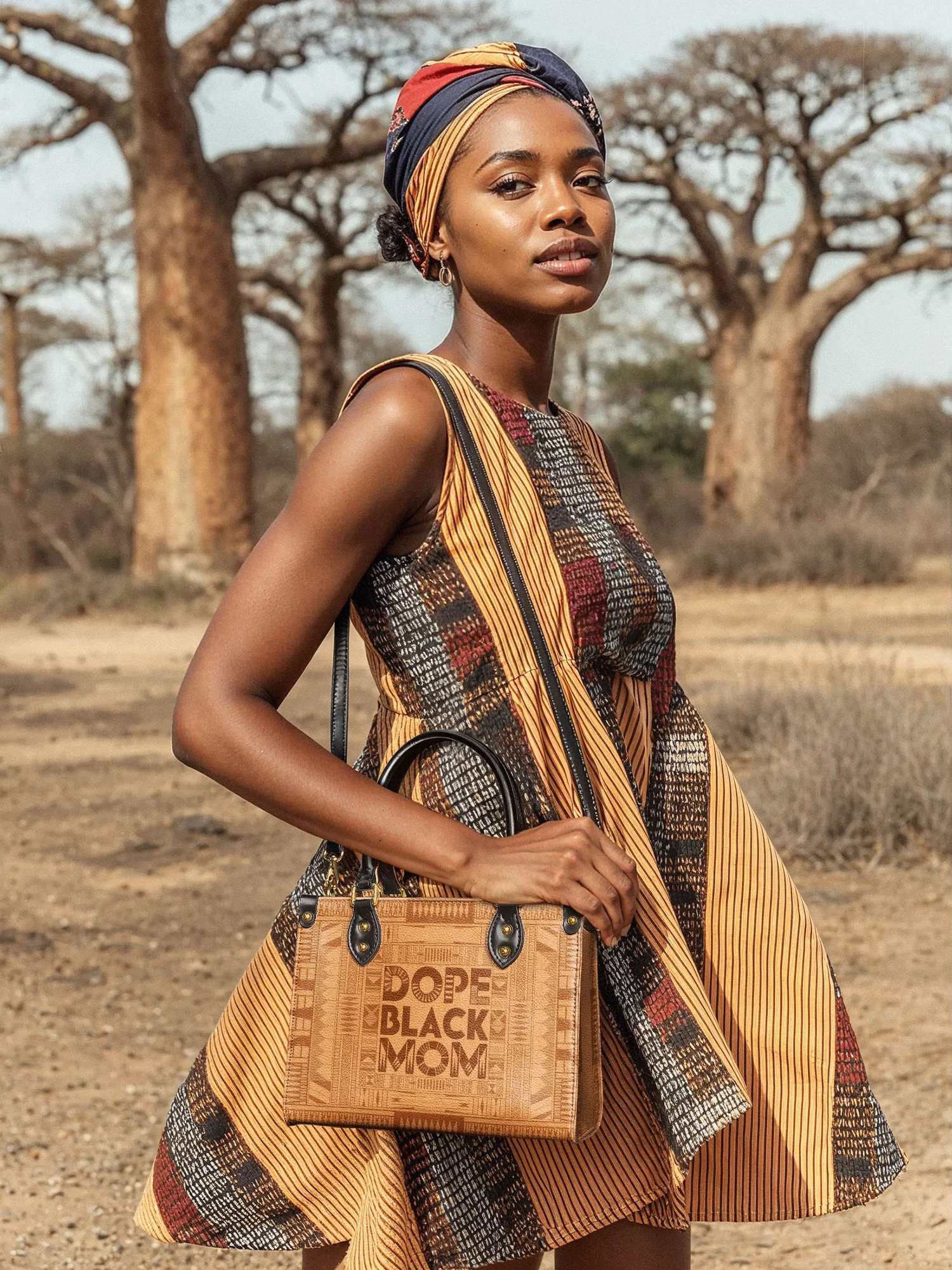 "Dope Black Mom" Small Leather Handbag - Image 3