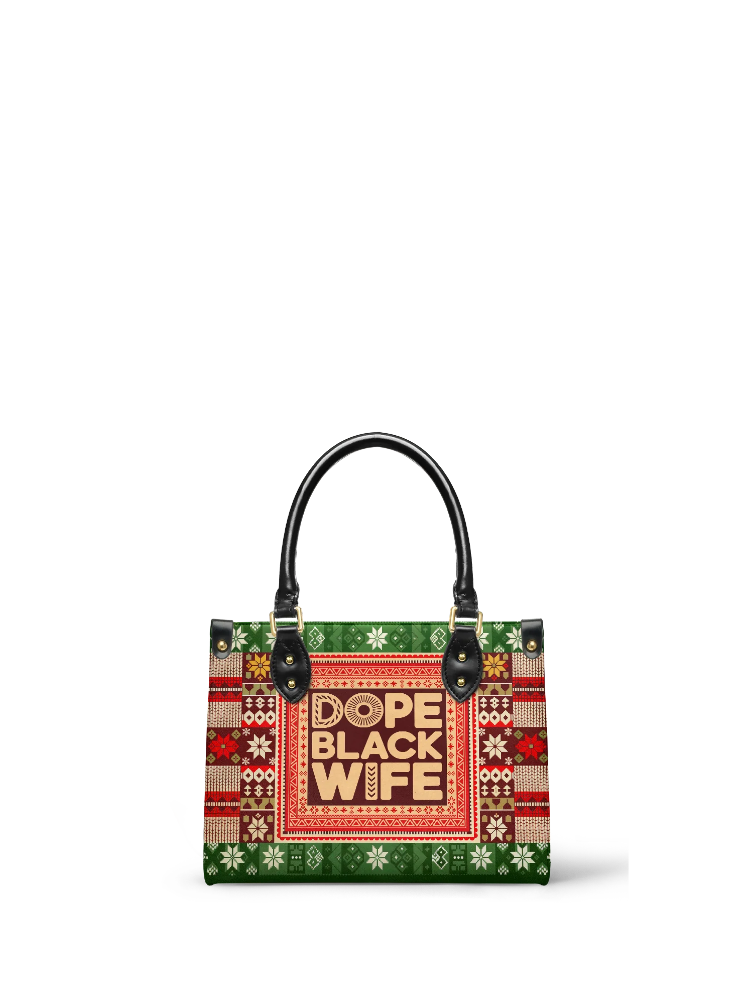 "Dope Black Wife" Frosted Pine Small Leather Handbag