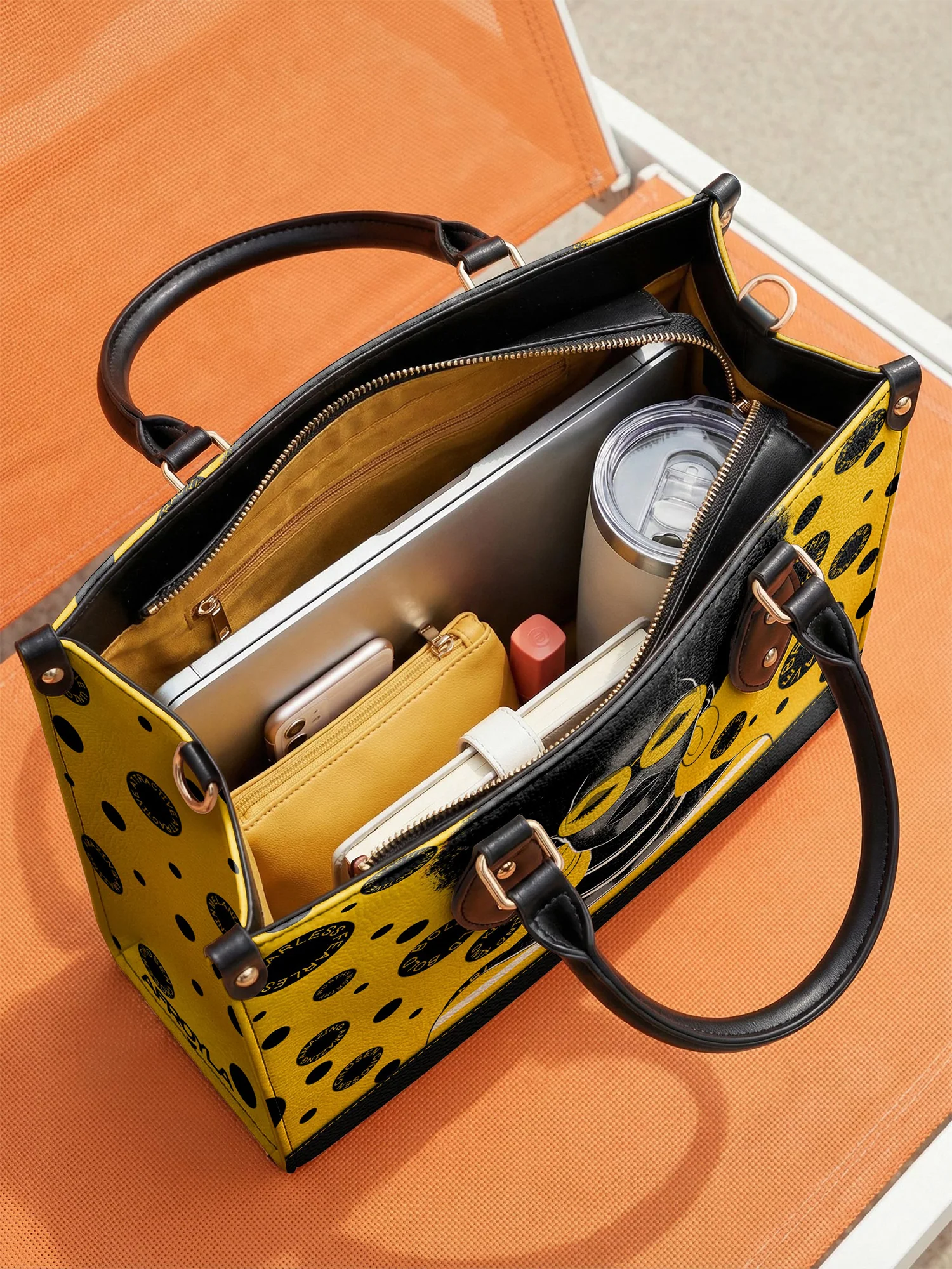 "Fahari" Marigold Pop Leather Handbag - Image 9