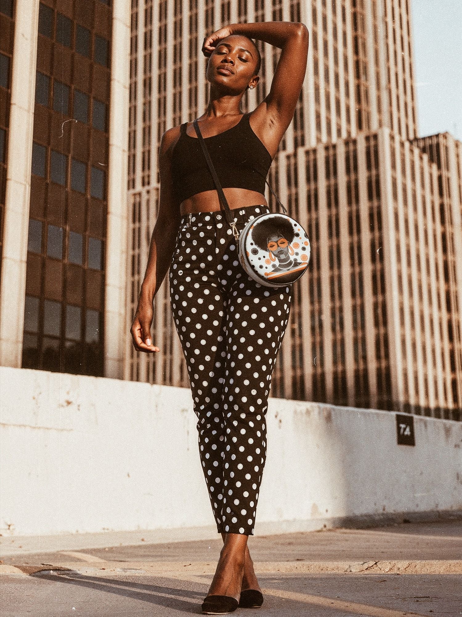 "Fahari" Marshmallow Citrus Circle Crossbody Bag - Image 3