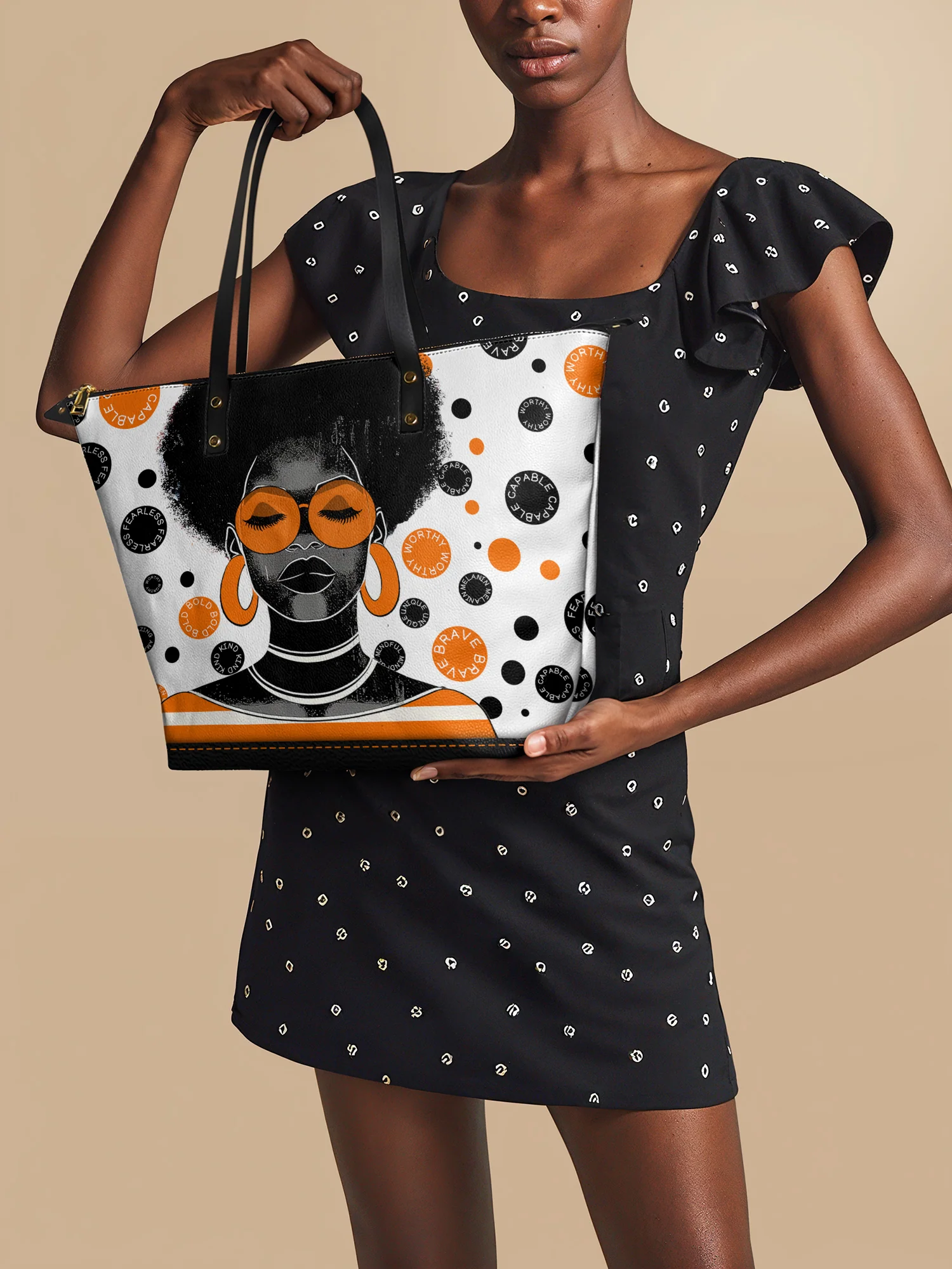 "Fahari" Marshmallow Citrus Leather Tote Bag - Image 2