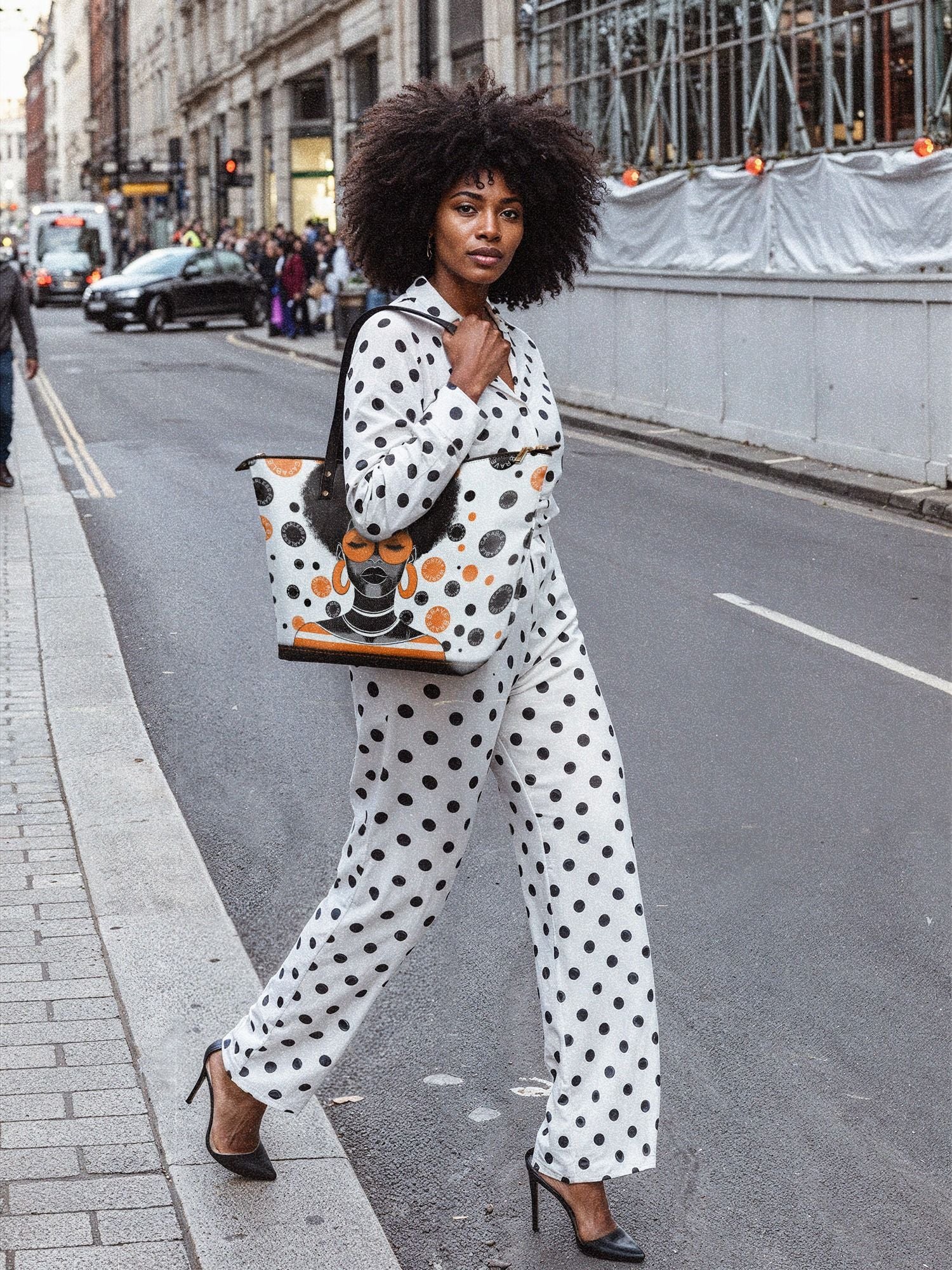 "Fahari" Marshmallow Citrus Leather Tote Bag - Image 4