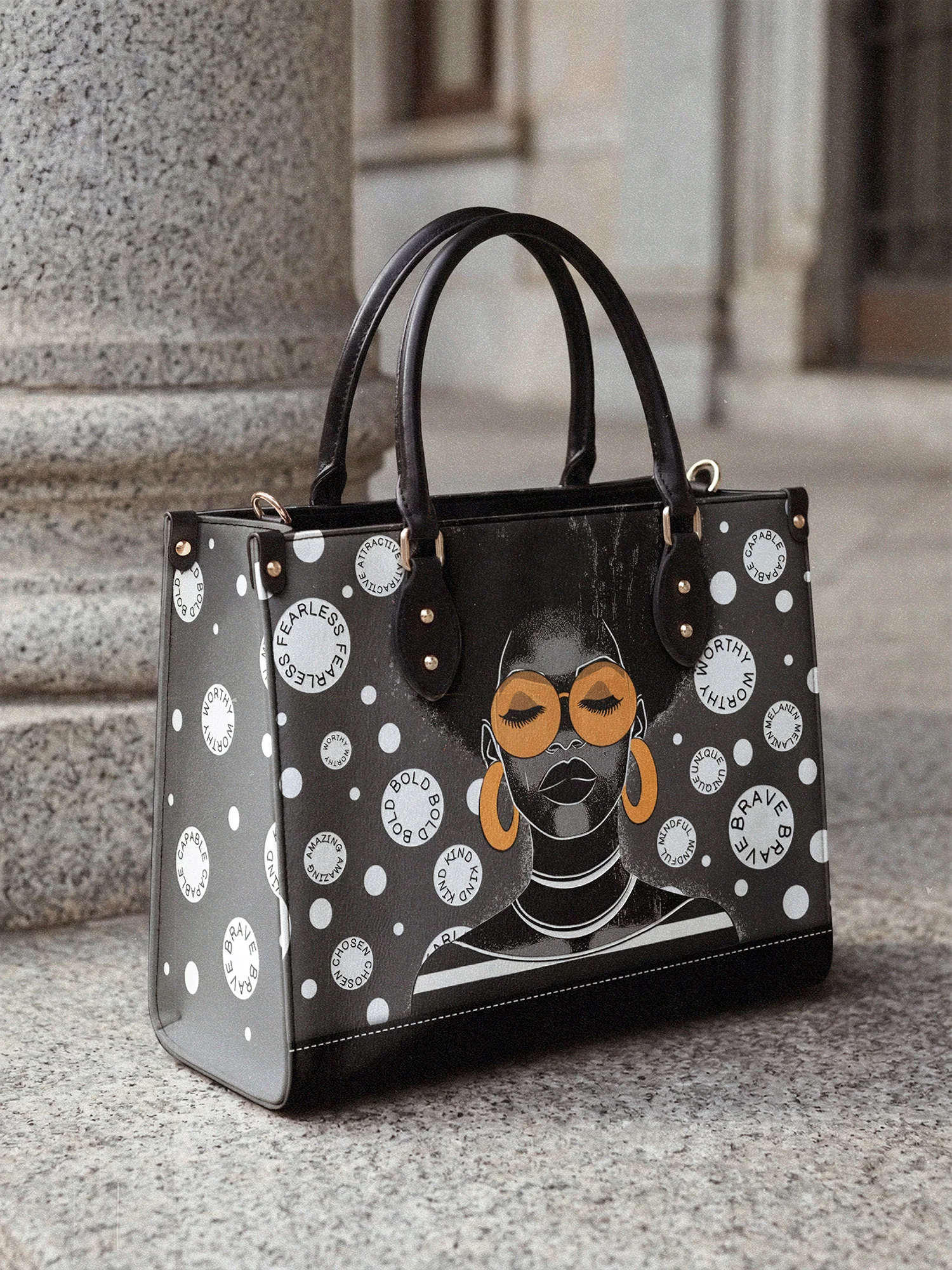 "Fahari" Monochrome Leather Handbag - Image 4
