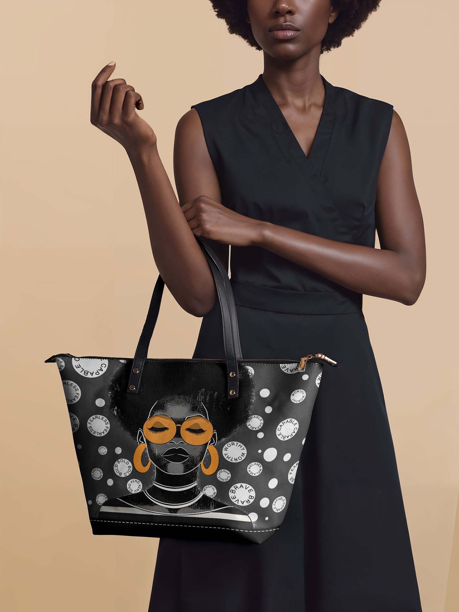 "Fahari" Monochrome Leather Tote Bag - Image 3