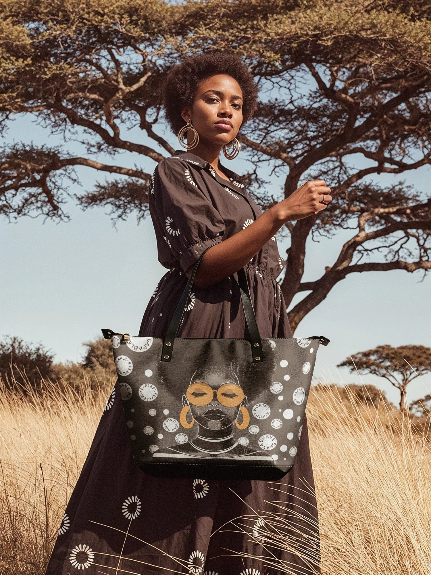 "Fahari" Monochrome Leather Tote Bag - Image 5