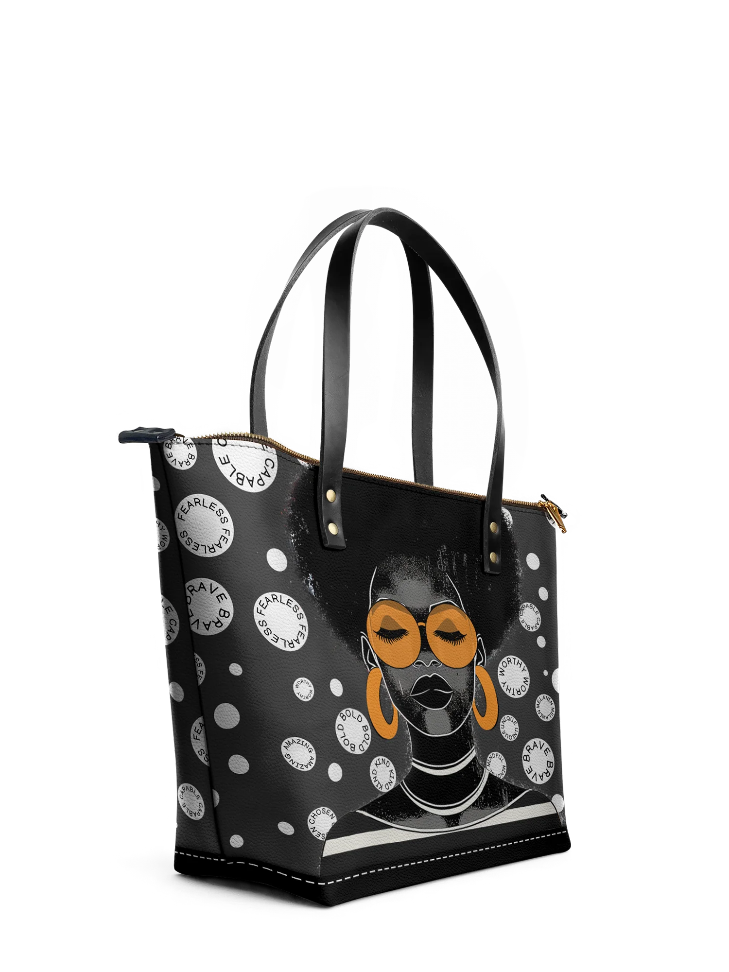 "Fahari" Monochrome Leather Tote Bag - Image 6
