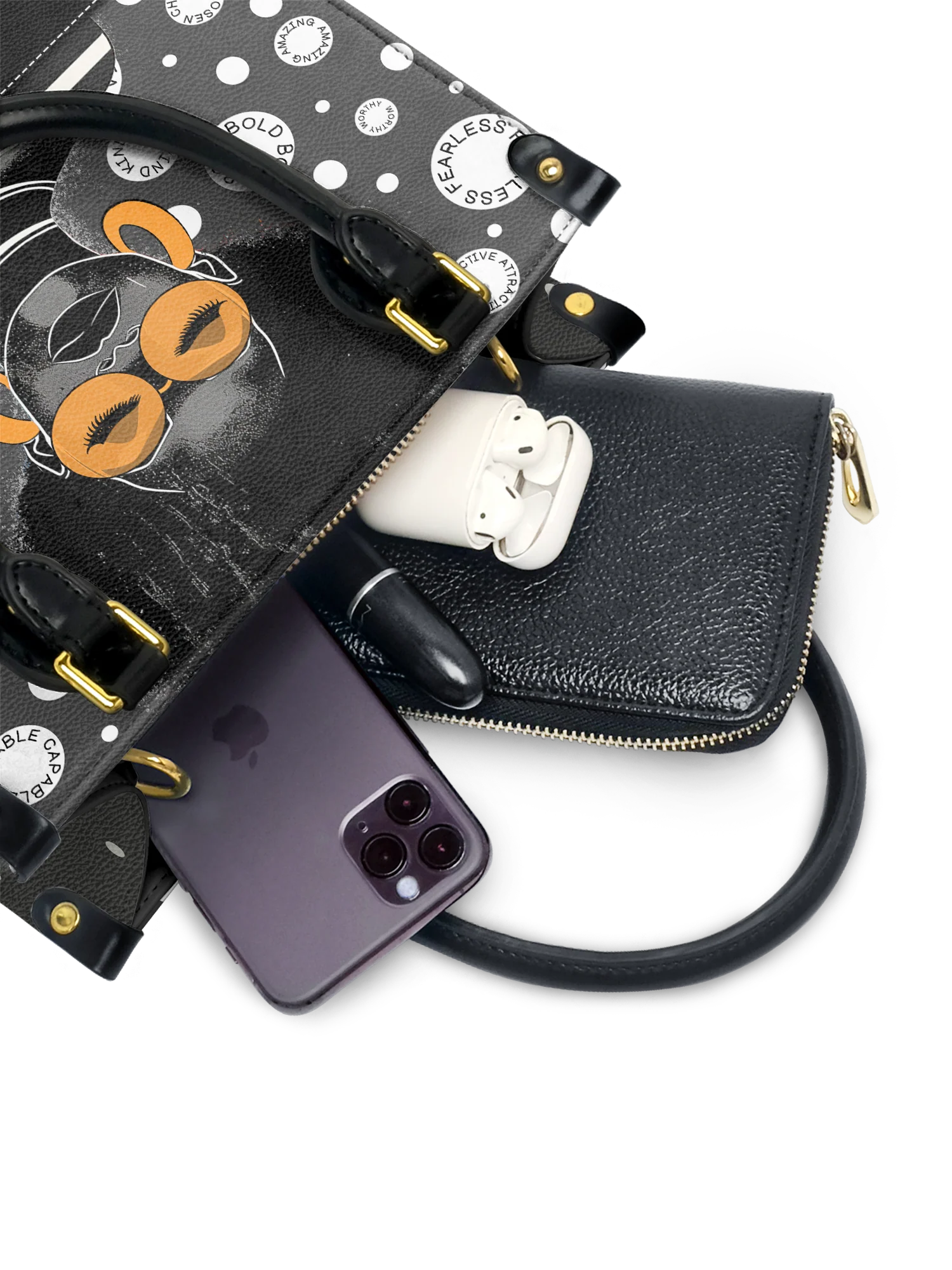 "Fahari" Monochrome Small Leather Handbag - Image 5