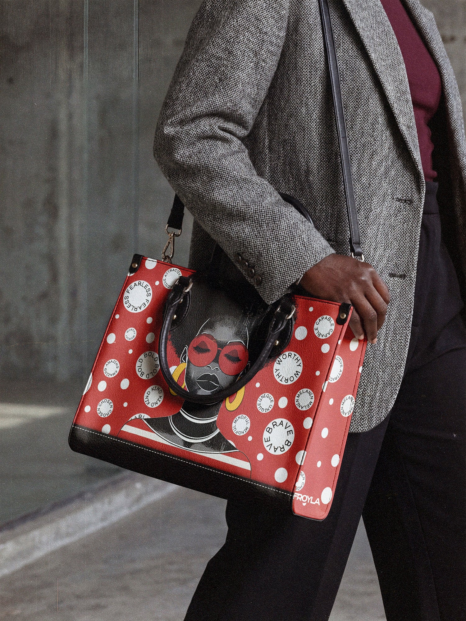 "Fahari" Strawberry Pop Leather Handbag - Image 3