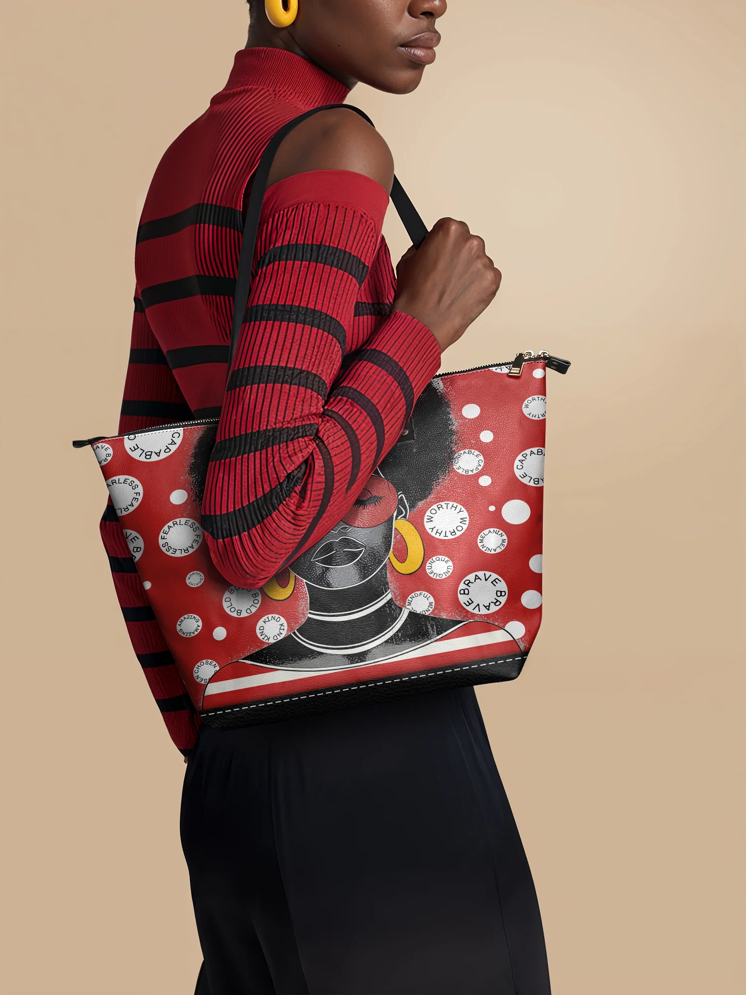 "Fahari" Strawberry Pop Leather Tote Bag - Image 3