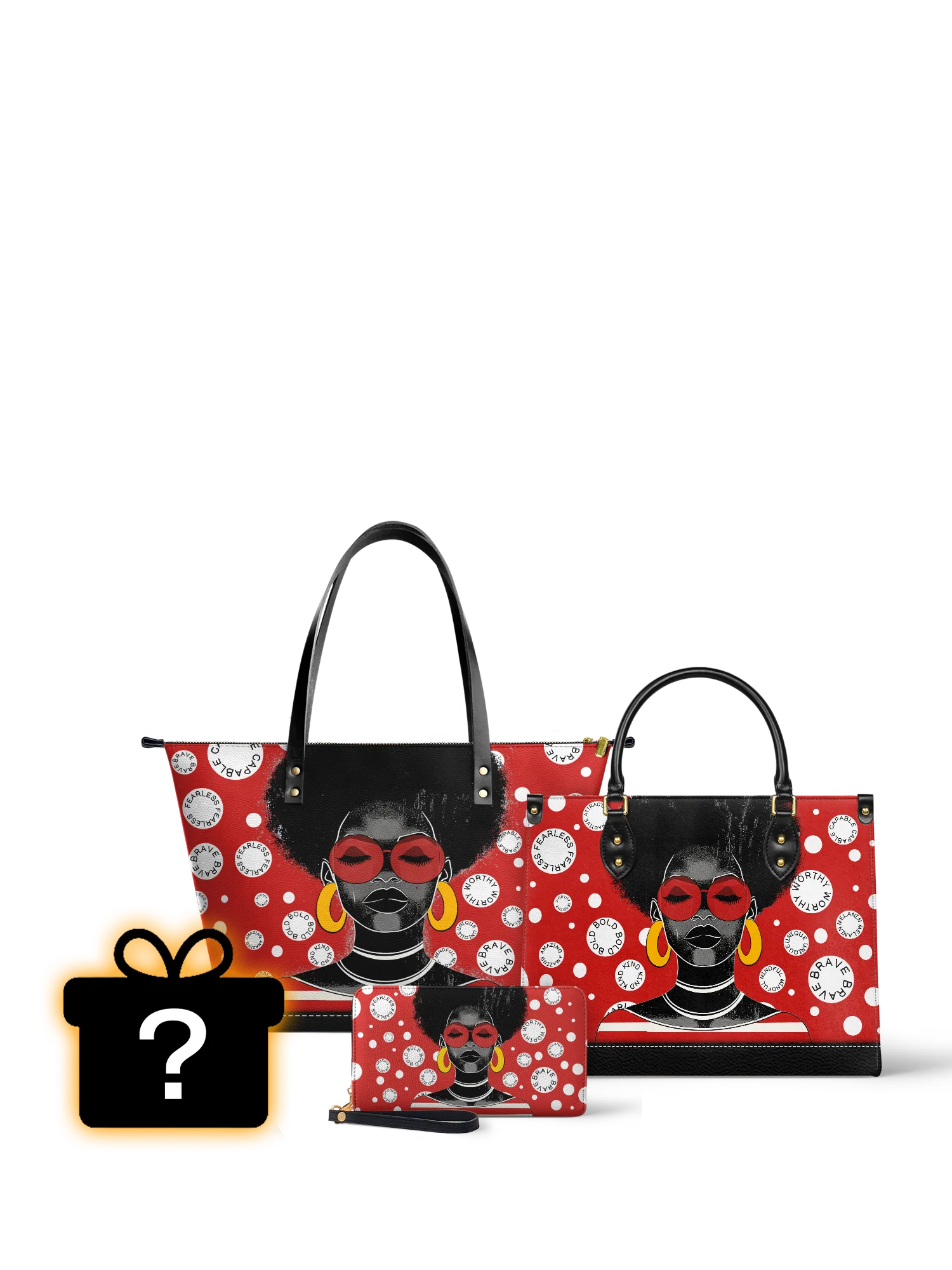 "Fahari" Strawberry Pop Small Leather Handbag Bundle