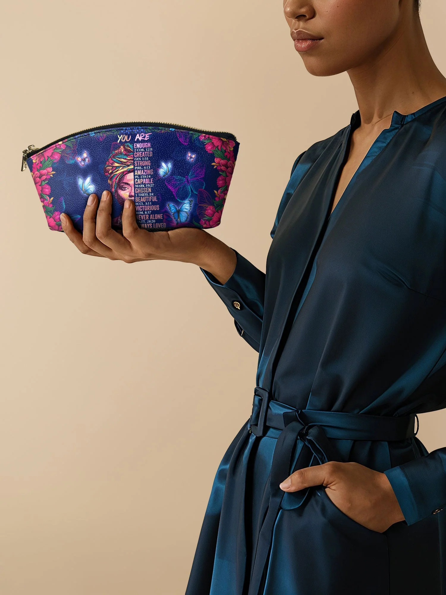 "Imani" Blue Orchid Eclipse Makeup Bag - Image 3