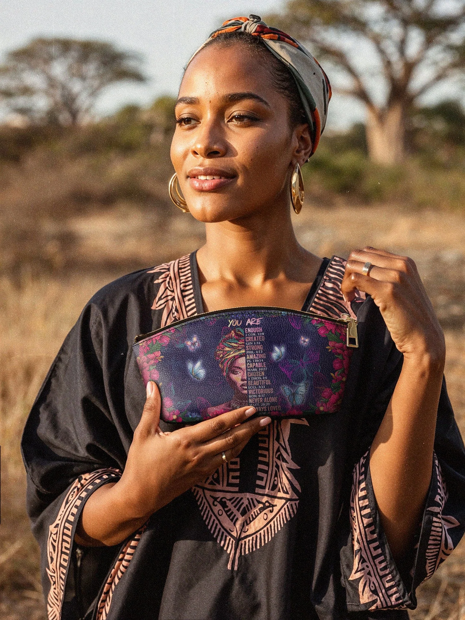 "Imani" Blue Orchid Eclipse Makeup Bag - Image 4