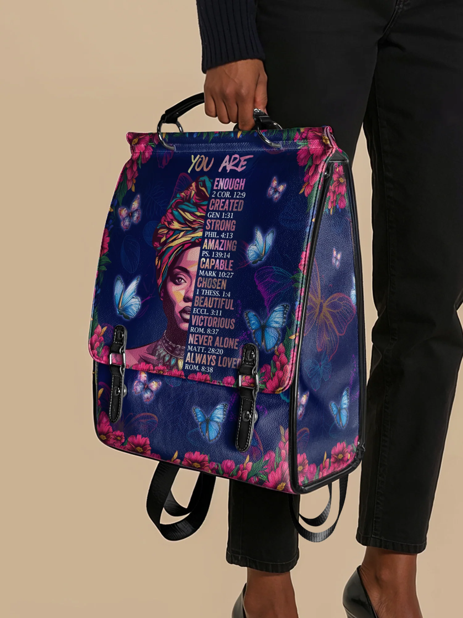 "Imani" Blue Orchid Leather Backpack - Image 3