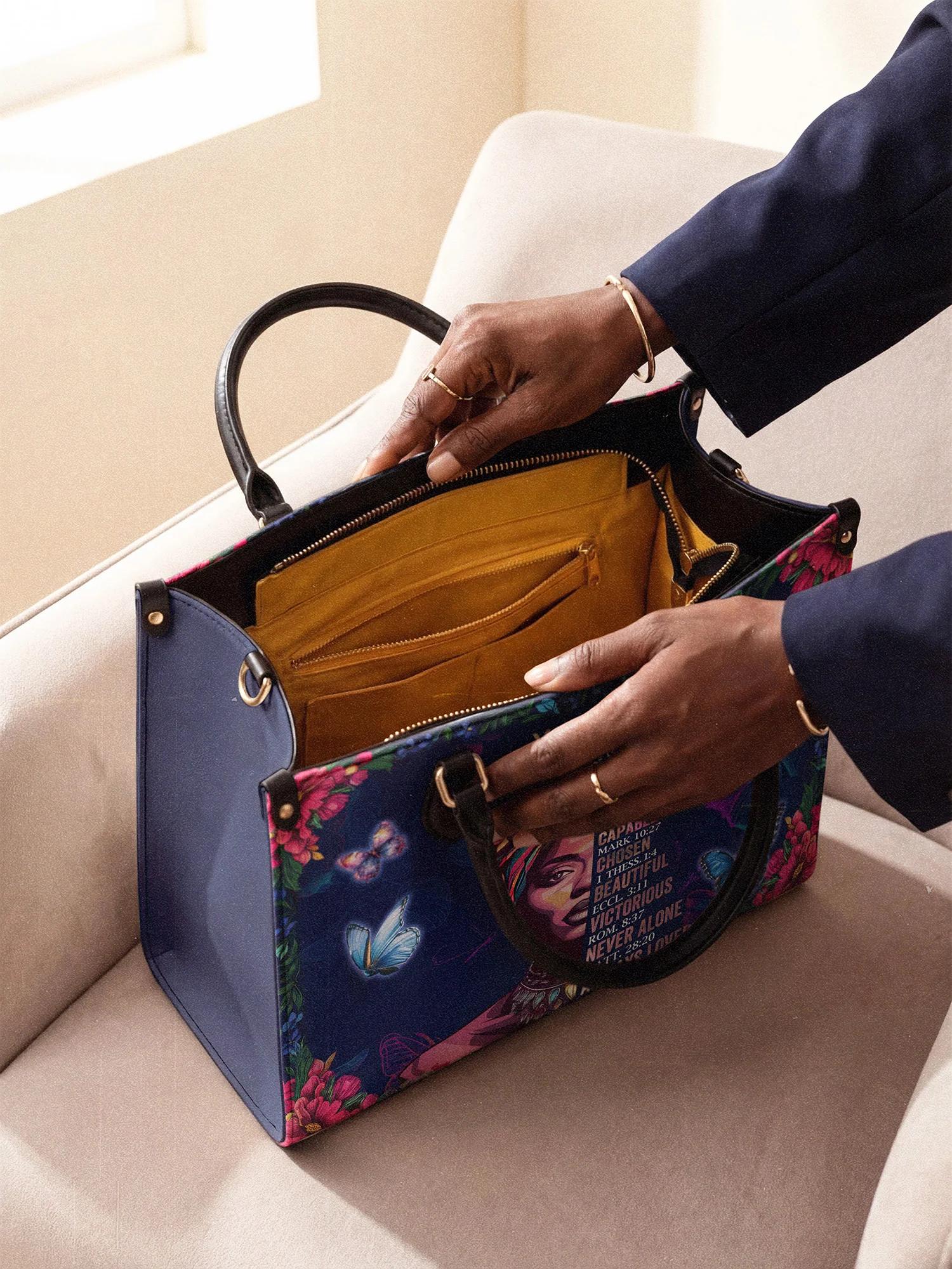 "Imani" Blue Orchid Leather Handbag - Image 7