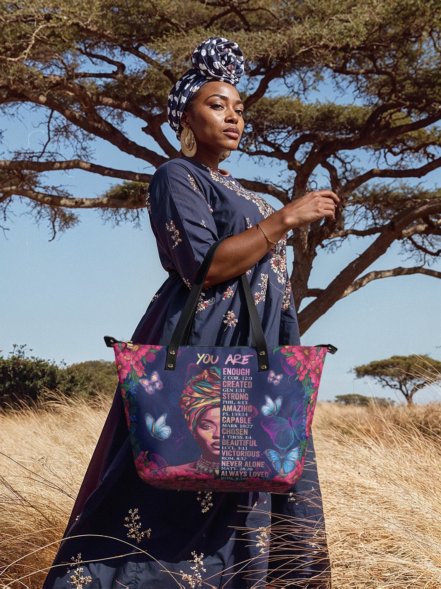 "Imani" Blue Orchid Leather Tote Bag - Image 4