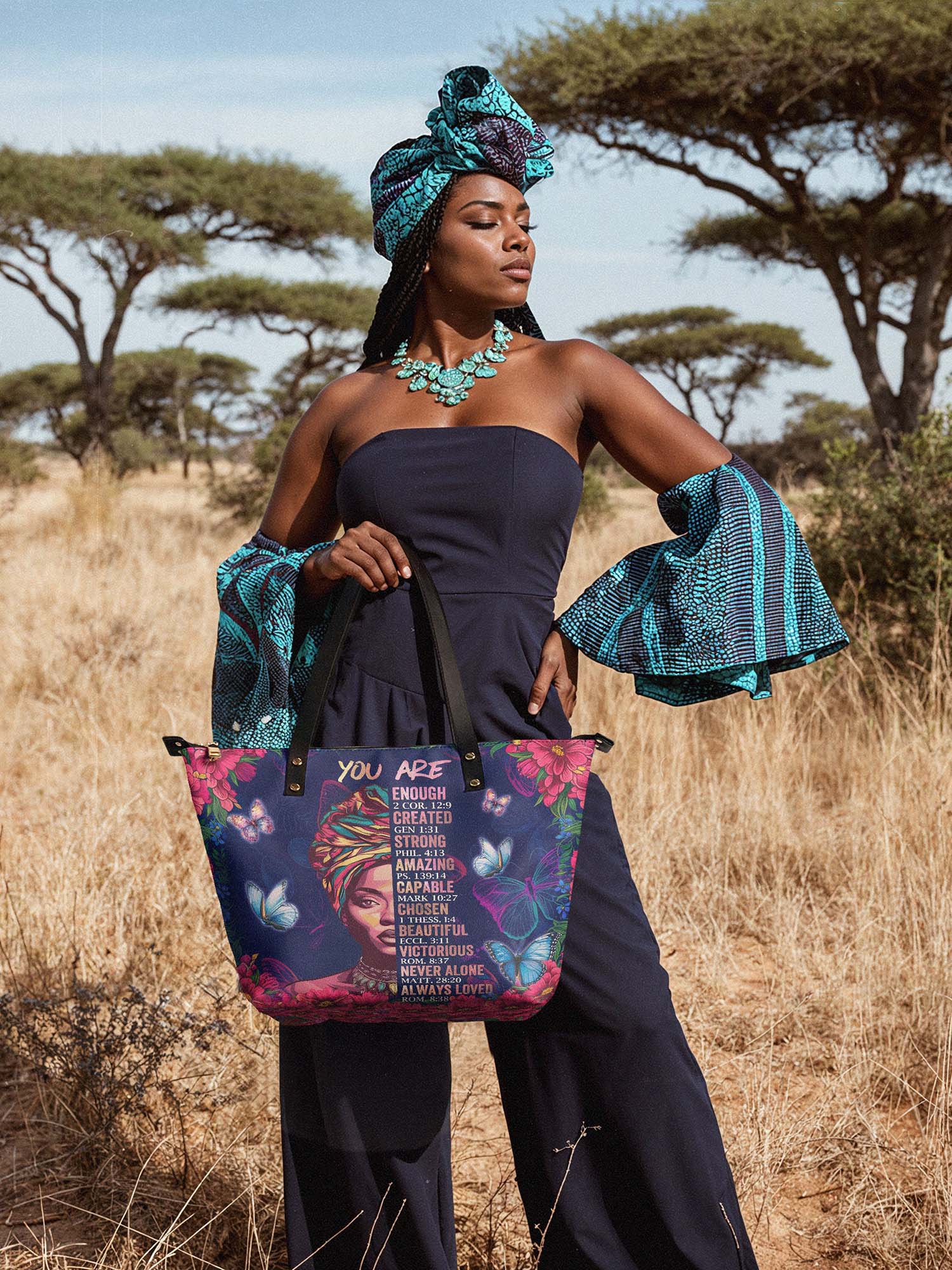 "Imani" Blue Orchid Leather Tote Bag - Image 5