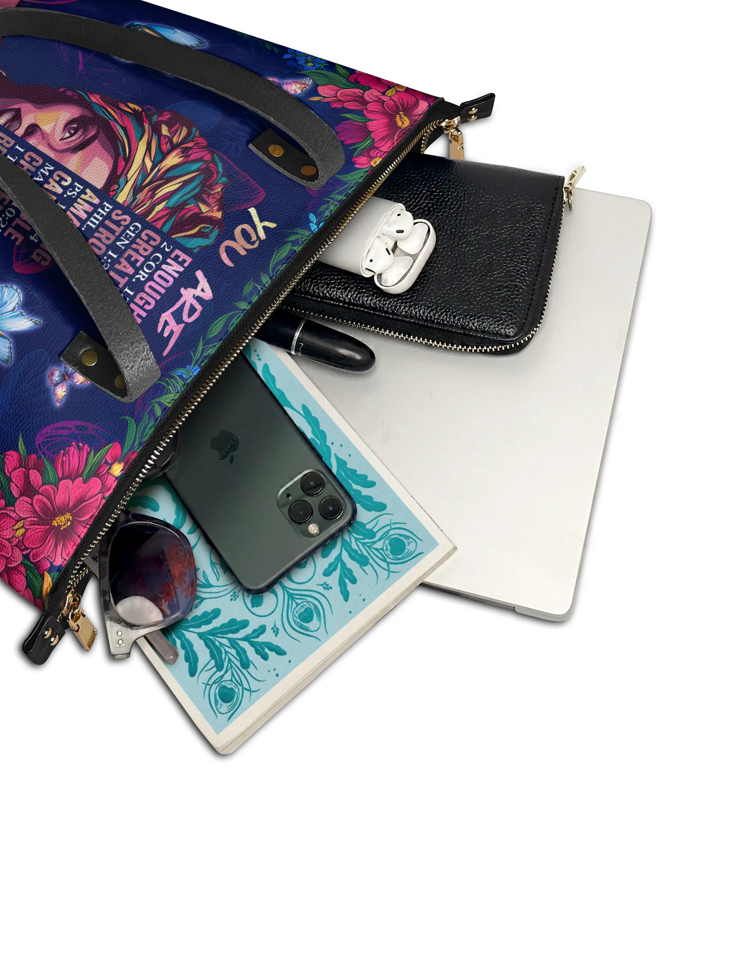 "Imani" Blue Orchid Leather Tote Bag - Image 7