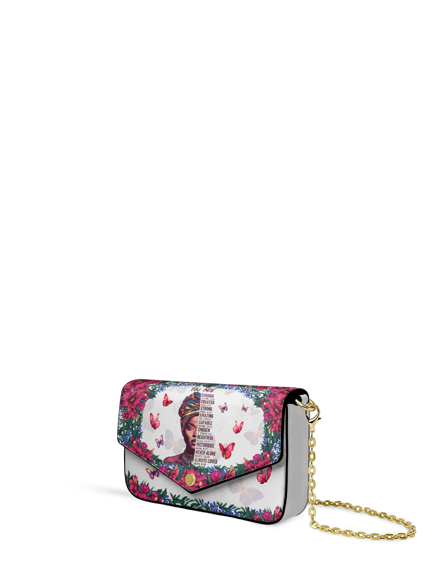 "Imani" Dove White Envelope Chain Crossbody Bag - Image 3