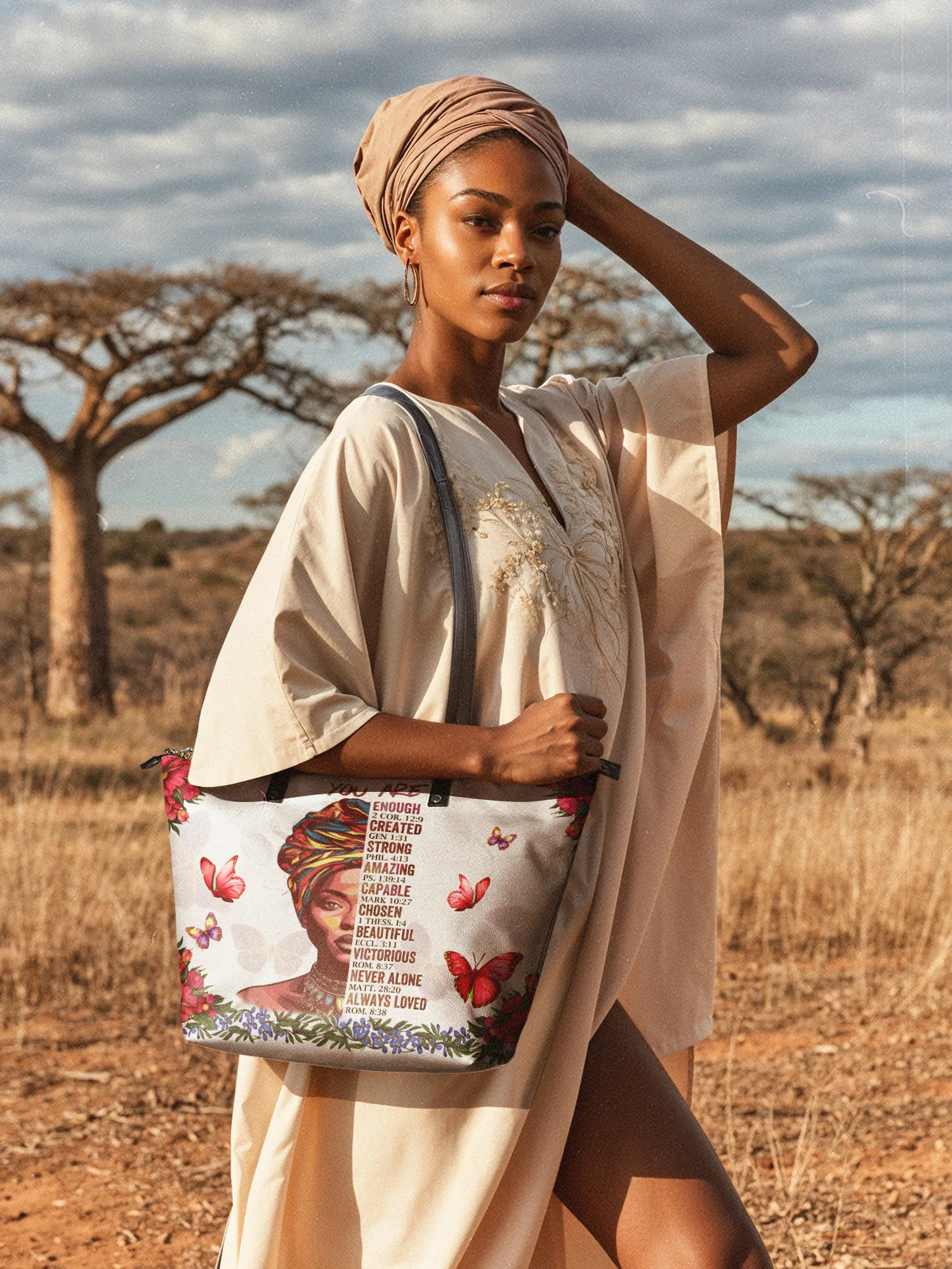 "Imani" Dove White Leather Tote Bag - Image 4